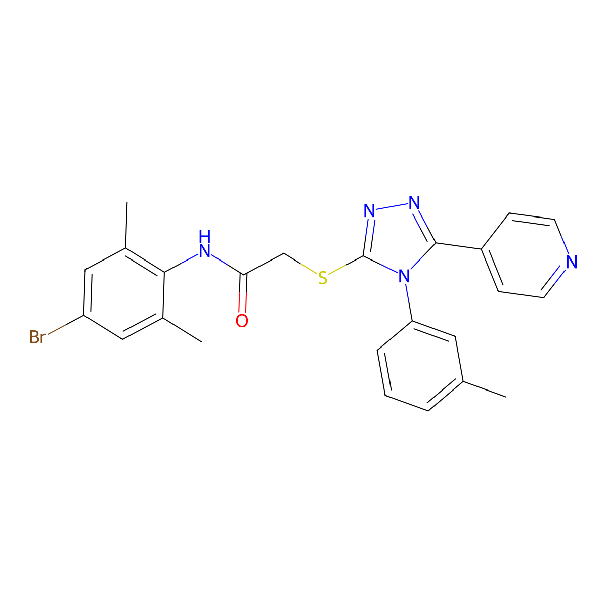 N-(4-bromo-2,6-dimethylphenyl)-2-[[4-(3-methylphenyl)-5-pyridin-4-yl-1,2,4-triazol-3-yl]sulfanyl]acetamide molecular structure, CAS 5833-40-9