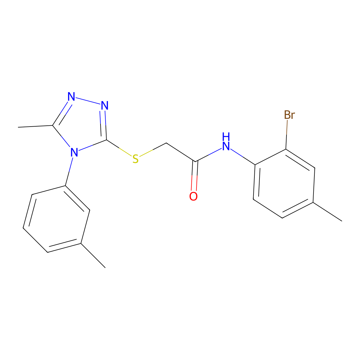 N-(2-bromo-4-methylphenyl)-2-{[5-methyl-4-(3-methylphenyl)-4H-1,2,4-triazol-3-yl]sulfanyl}acetamide molecular structure, CAS 5833-42-1