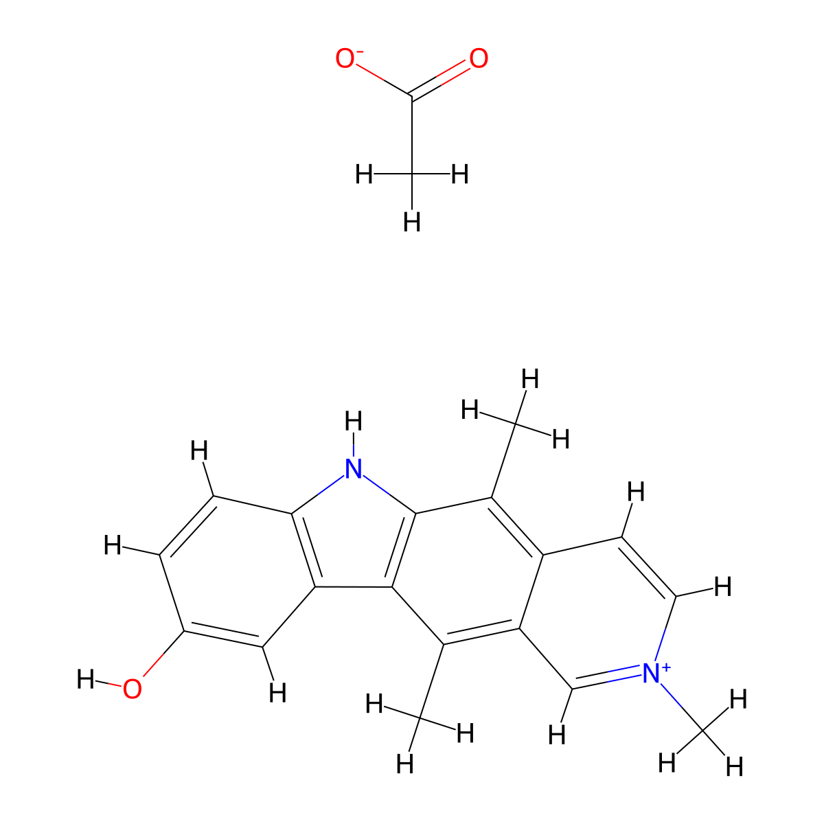 Elliptinium Acetate molecular structure, CAS 58337-35-2