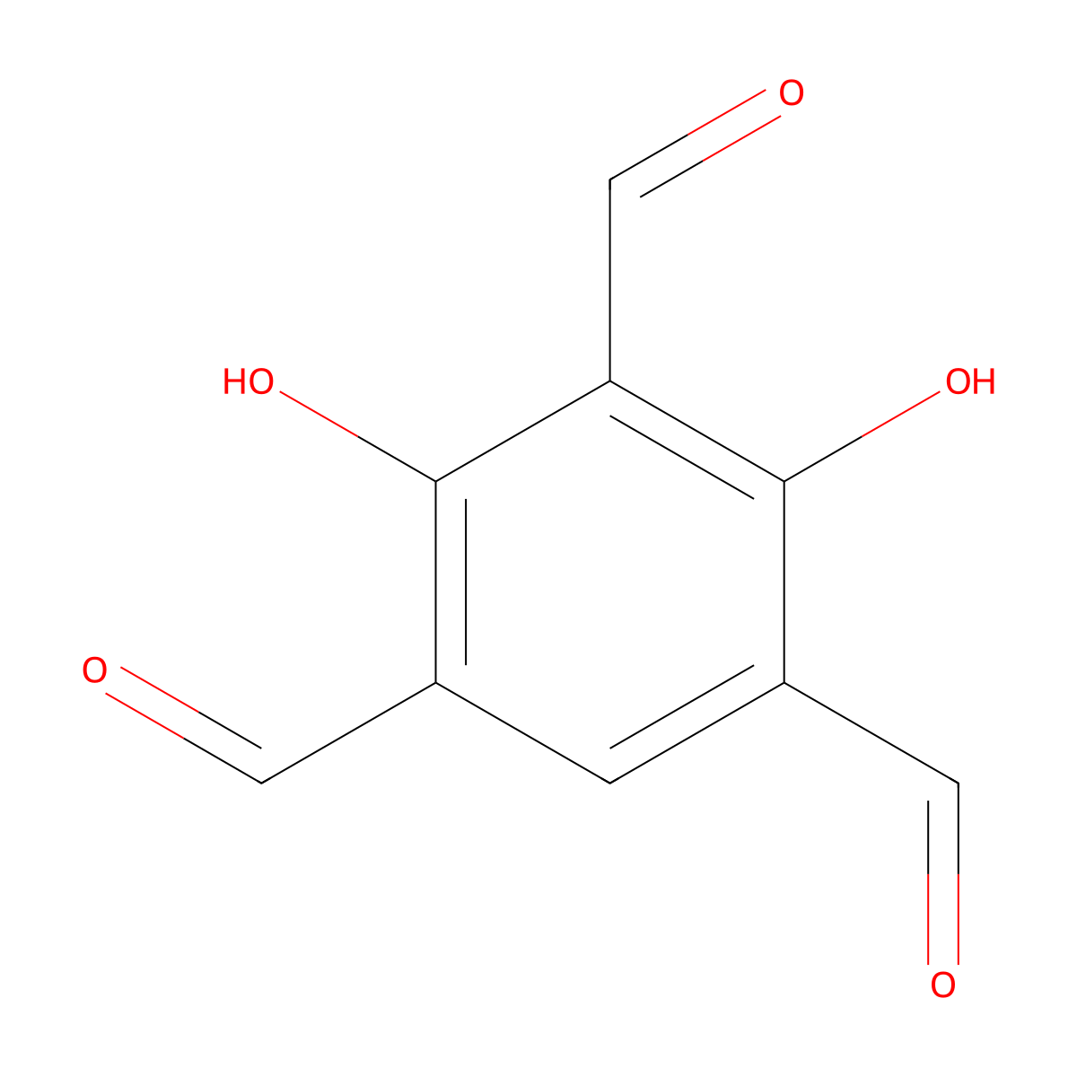 2,4-Dihydroxybenzene-1,3,5-tricarbaldehyde molecular structure, CAS 58343-11-6