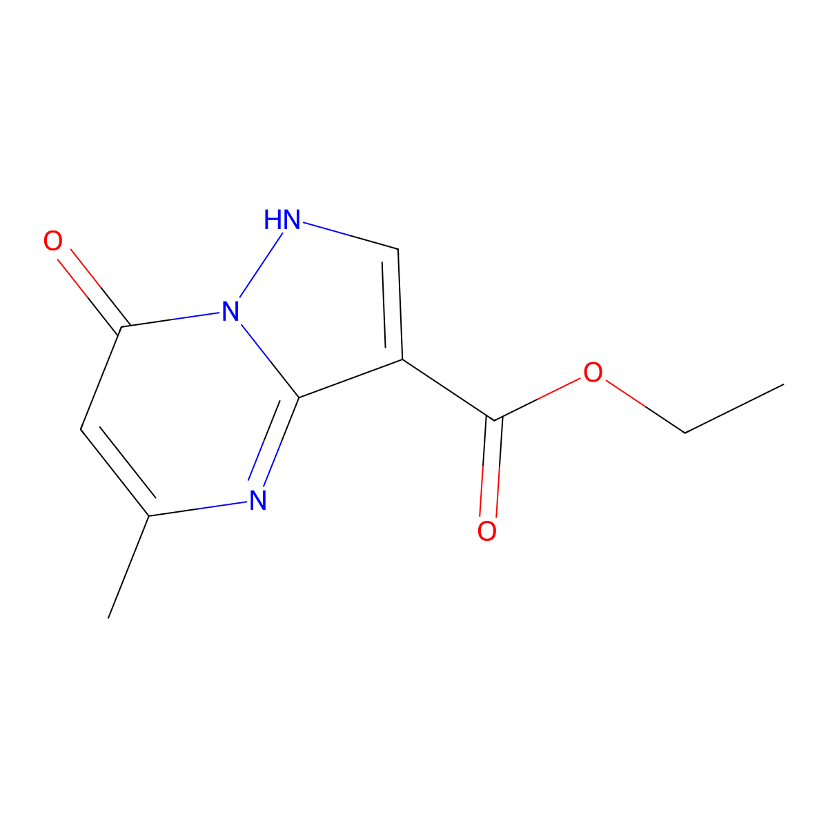 Ethyl 7-hydroxy-5-methylpyrazolo(1,5-a)pyrimidine-3-carboxylate molecular structure, CAS 58347-55-0