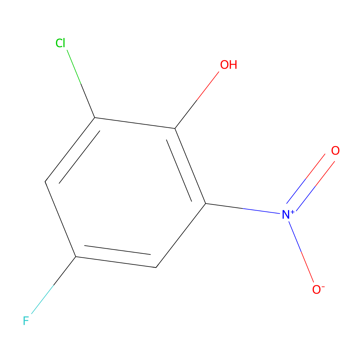 2-Chloro-4-fluoro-6-nitrophenol molecular structure, CAS 58348-98-4