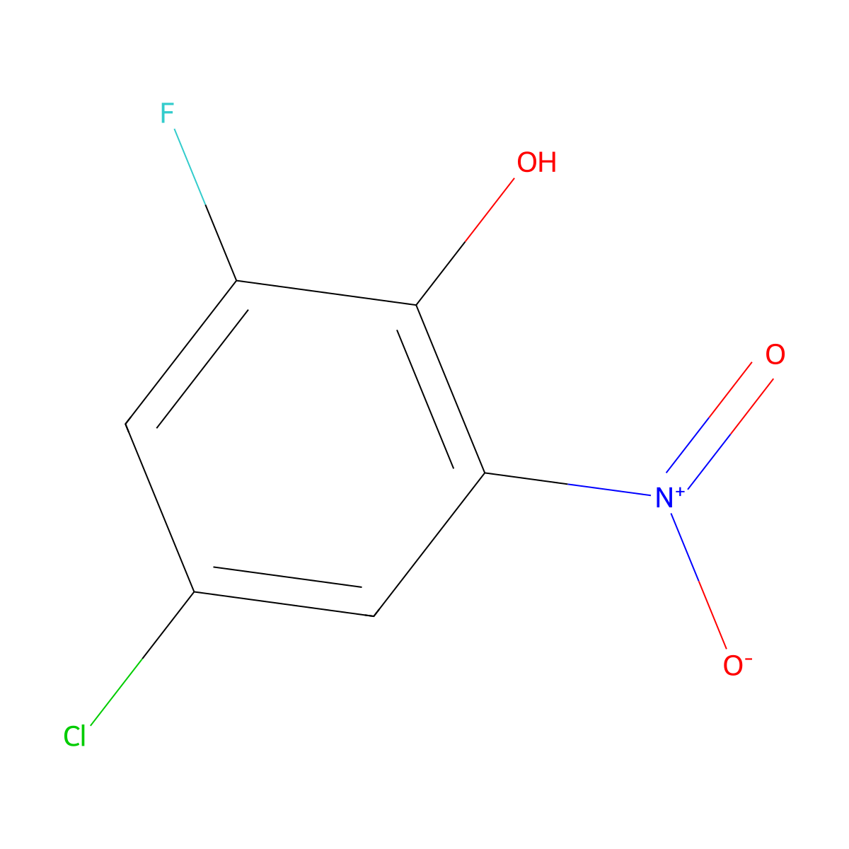 4-Chloro-2-fluoro-6-nitrophenol molecular structure, CAS 58348-99-5