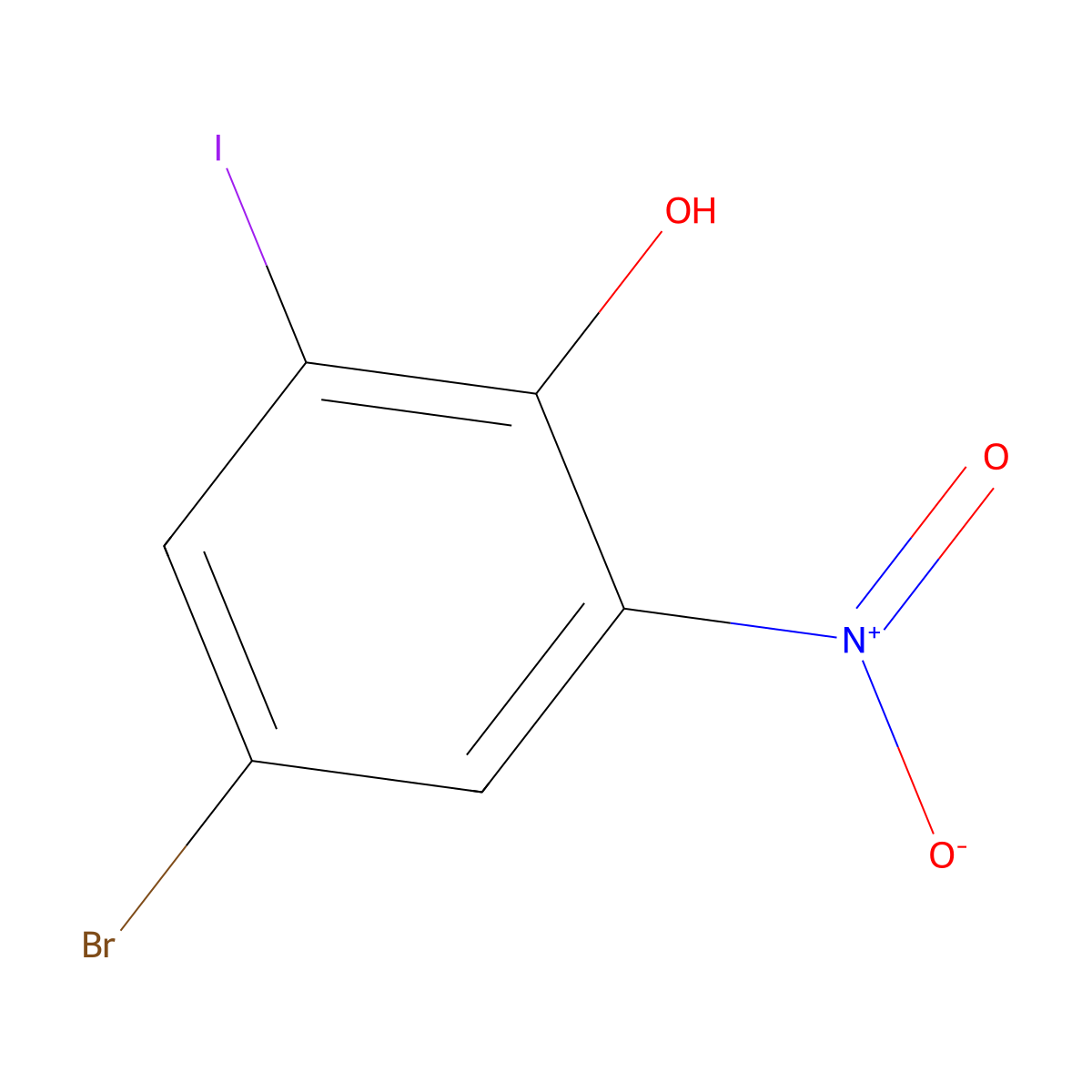 4-Bromo-2-iodo-6-nitrophenol molecular structure, CAS 58349-02-3