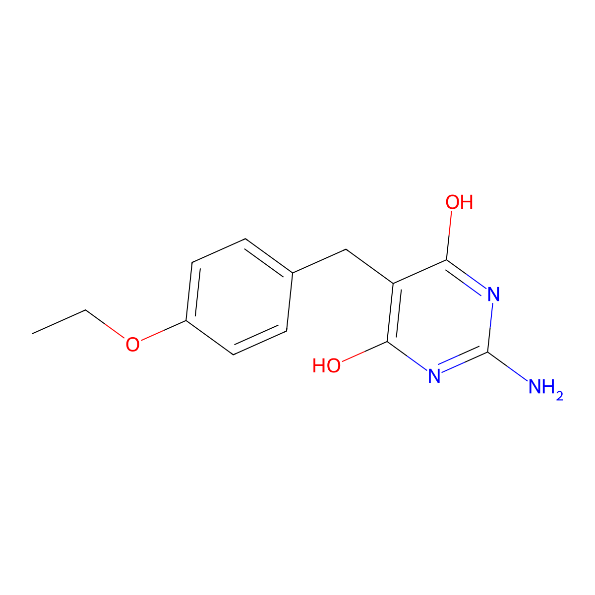 2-Amino-5-(4-ethoxybenzyl)pyrimidine-4,6-diol molecular structure, CAS 5835-61-0