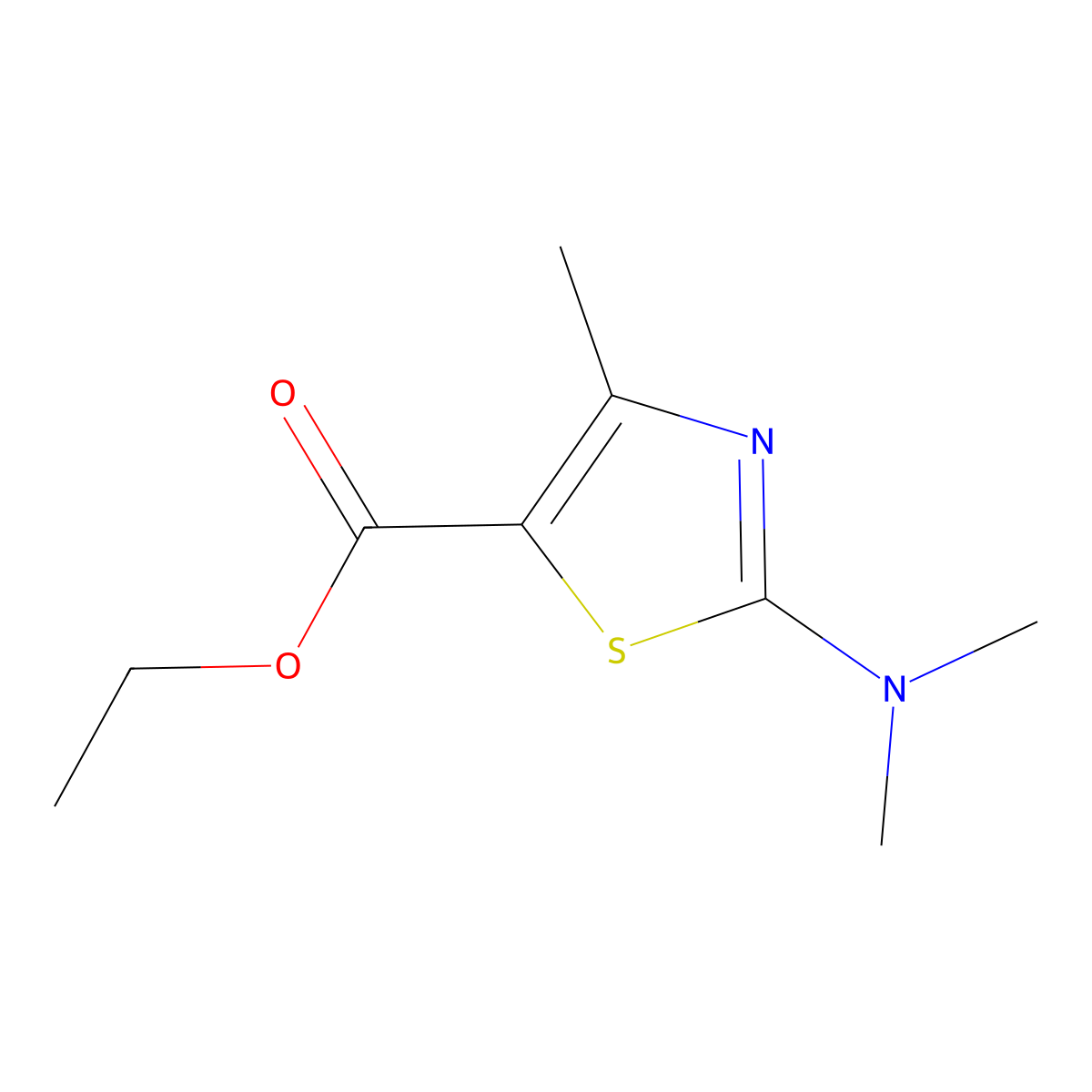 Ethyl 2-(dimethylamino)-4-methyl-1,3-thiazole-5-carboxylate molecular structure, CAS 58350-46-2