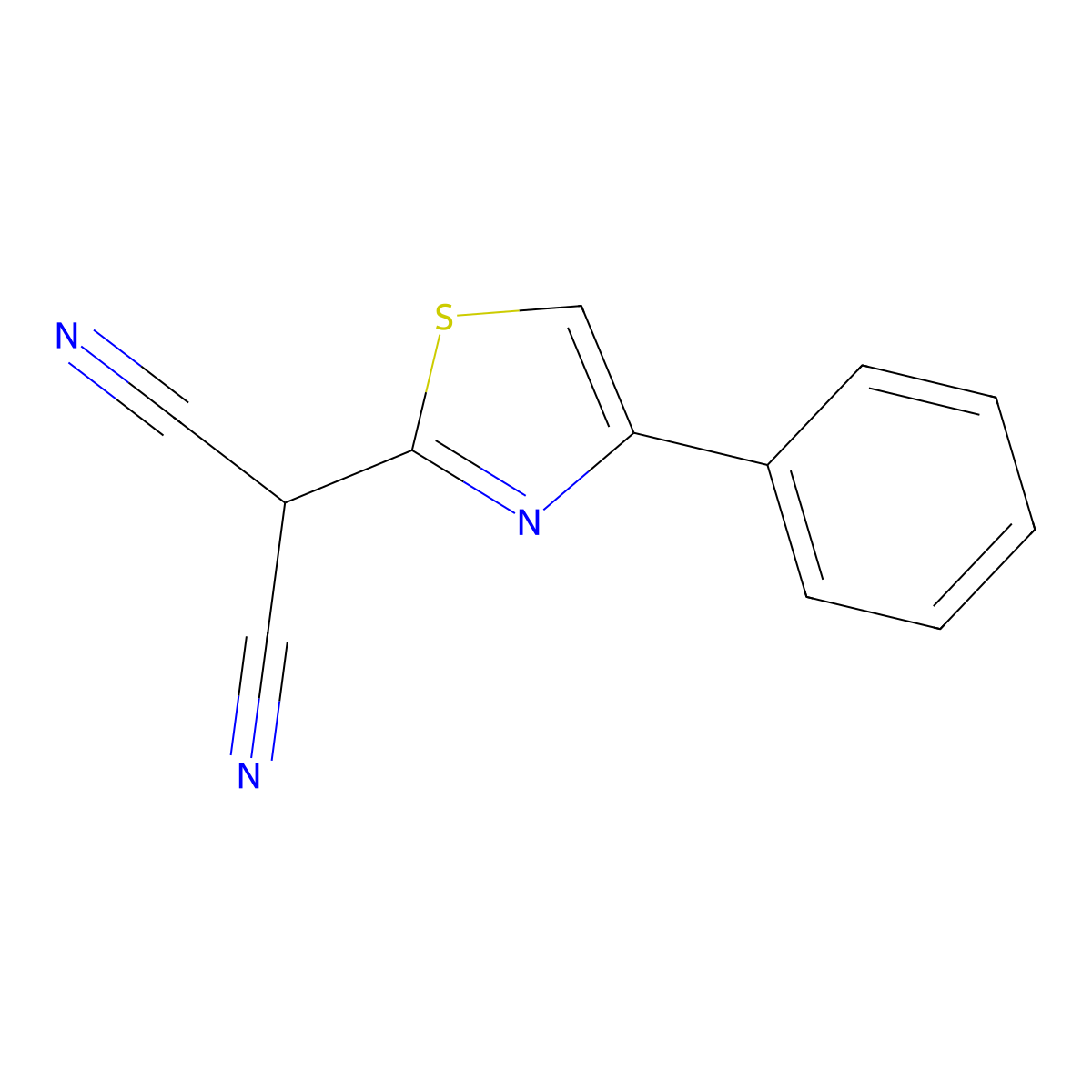 2-(4-Phenylthiazol-2-yl)malononitrile molecular structure, CAS 58350-97-3