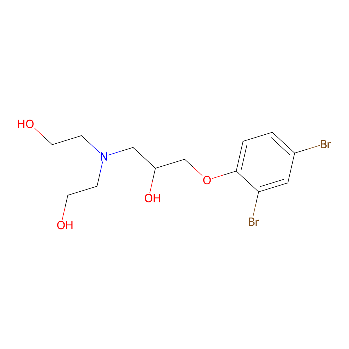 1-[Bis(2-hydroxyethyl)amino]-3-(2,4-dibromophenoxy)propan-2-OL molecular structure, CAS 58352-98-0