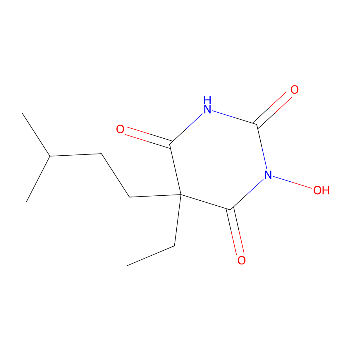 5-Ethyl-1-hydroxy-5-(3-methylbutyl)-1,3-diazinane-2,4,6-trione molecular structure, CAS 58359-49-2