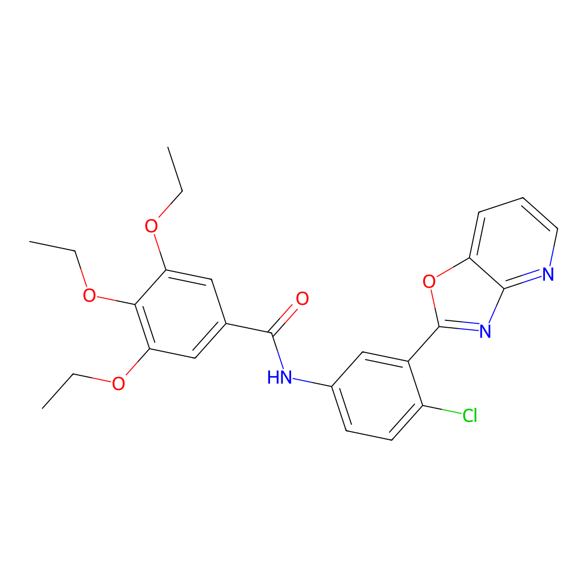 N-[4-chloro-3-([1,3]oxazolo[4,5-b]pyridin-2-yl)phenyl]-3,4,5-triethoxybenzamide molecular structure, CAS 5836-58-8