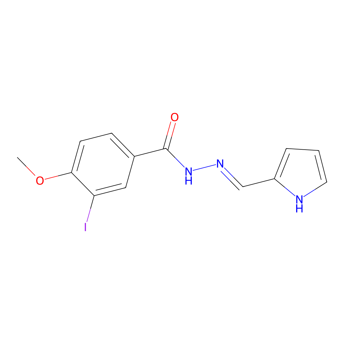 3-iodo-4-methoxy-N-(1H-pyrrol-2-ylmethylideneamino)benzamide molecular structure, CAS 5836-61-3