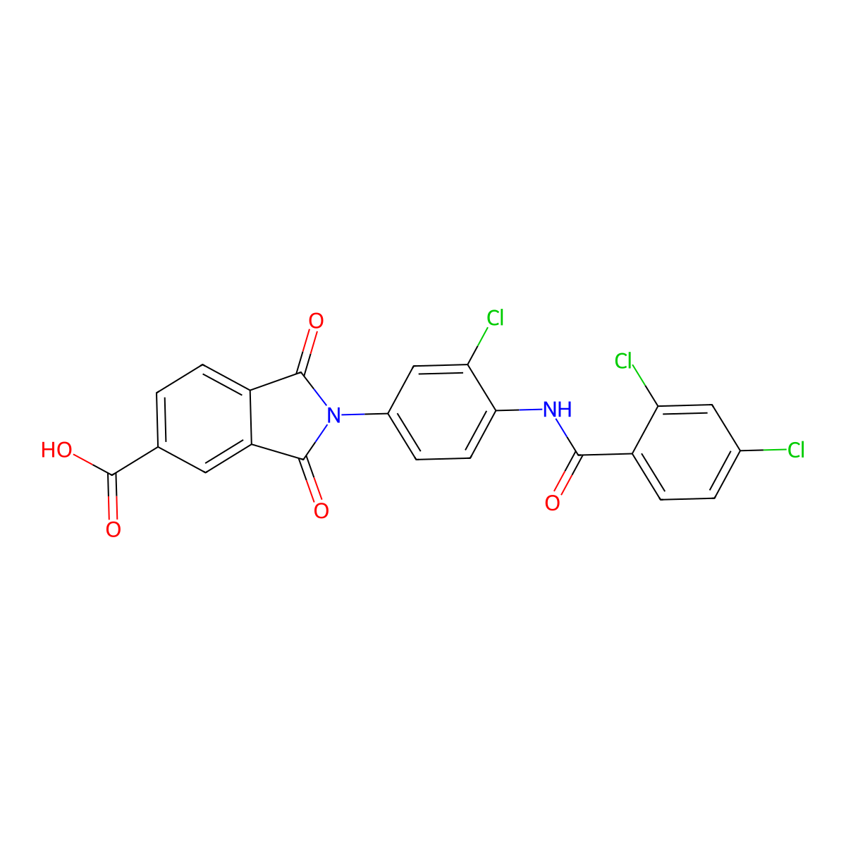 2-[3-Chloro-4-[(2,4-dichlorobenzoyl)amino]phenyl]-1,3-dioxoisoindole-5-carboxylic acid molecular structure, CAS 5836-69-1