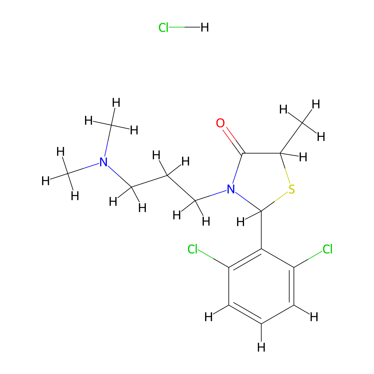 2-(2,6-Dichlorophenyl)-3-[3-(dimethylamino)propyl]-5-methyl-1,3-thiazolidin-4-one hydrochloride molecular structure, CAS 5836-86-2