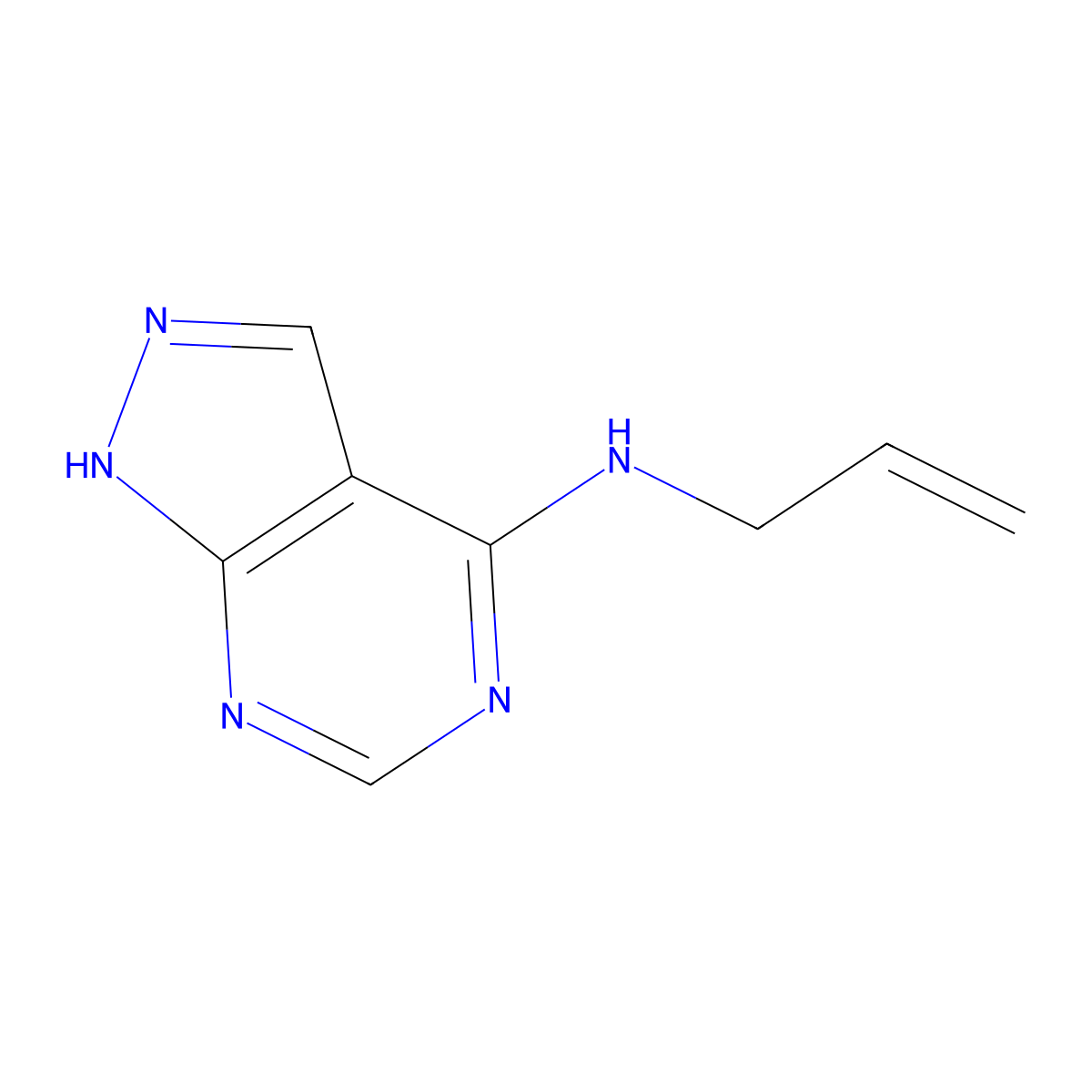 1H-Pyrazolo[3,4-d]pyrimidin-4-amine, N-2-propen-1-yl- molecular structure, CAS 58360-85-3
