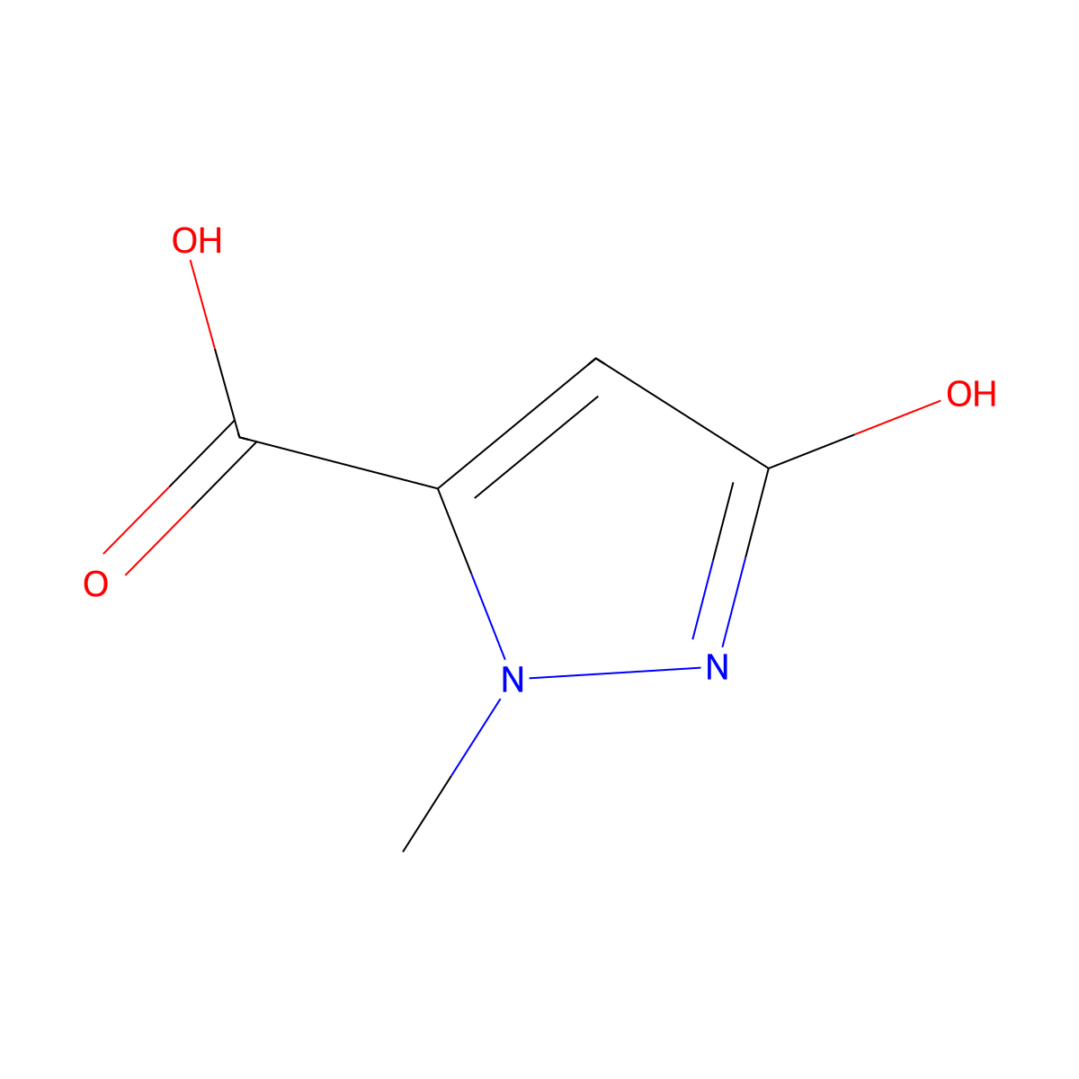 3-hydroxy-1-methyl-1H-pyrazole-5-carboxylic acid molecular structure, CAS 58365-04-1