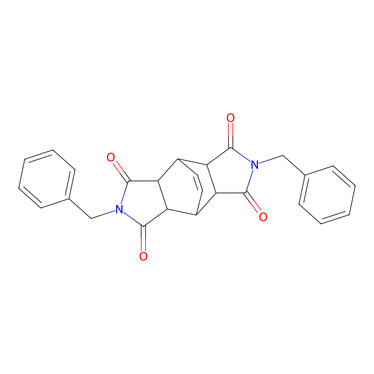 2,6-dibenzyl-4,4a,8,8a-tetrahydro-4,8-ethenopyrrolo[3,4-f]isoindole-1,3,5,7(2H,3aH,6H,7aH)-tetraone molecular structure, CAS 58365-44-9