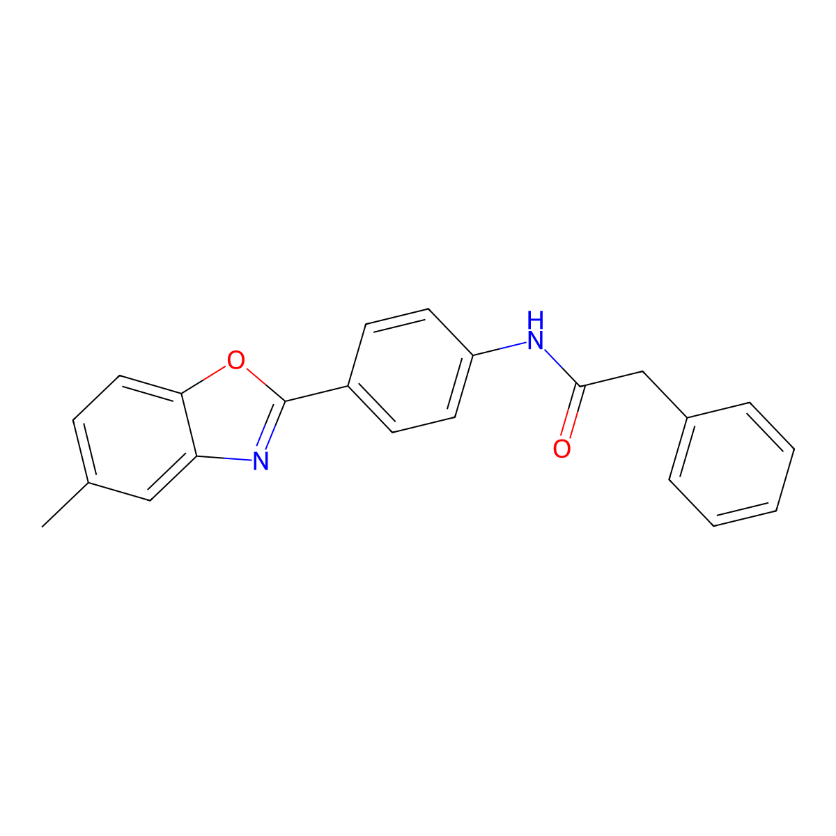 n-[4-(5-Methyl-1,3-benzoxazol-2-yl)phenyl]-2-phenylacetamide molecular structure, CAS 5837-12-7