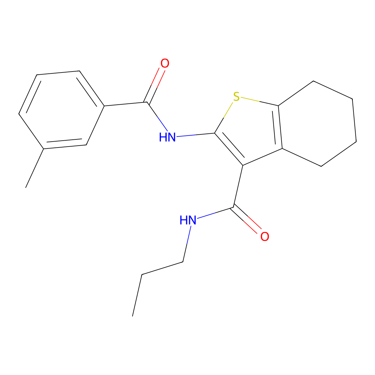 2-[(3-methylbenzoyl)amino]-N-propyl-4,5,6,7-tetrahydro-1-benzothiophene-3-carboxamide molecular structure, CAS 5837-47-8
