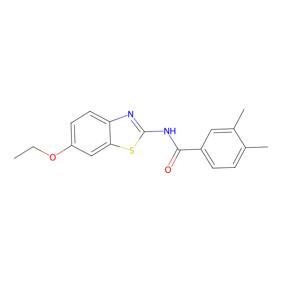 N-(6-ethoxy-1,3-benzothiazol-2-yl)-3,4-dimethylbenzamide molecular structure, CAS 5837-57-0