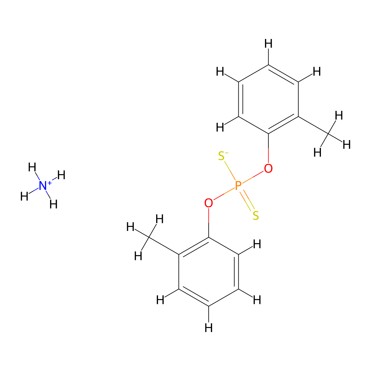 Phosphorodithioic acid, O,O-bis(methylphenyl) ester, ammonium salt (1:1) molecular structure, CAS 58373-83-4