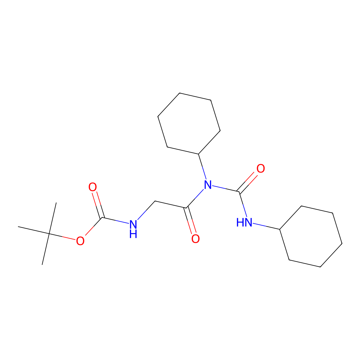 Tert-butyl (2-(1,3-dicyclohexylureido)-2-oxoethyl)carbamate molecular structure, CAS 58377-36-9