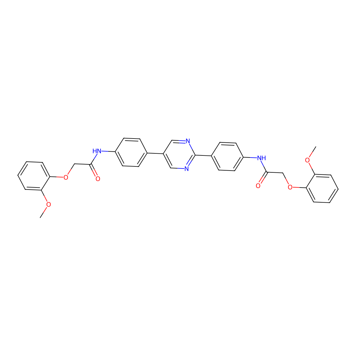 2-(2-methoxyphenoxy)-N-[4-[2-[4-[[2-(2-methoxyphenoxy)acetyl]amino]phenyl]pyrimidin-5-yl]phenyl]acetamide molecular structure, CAS 5838-04-0
