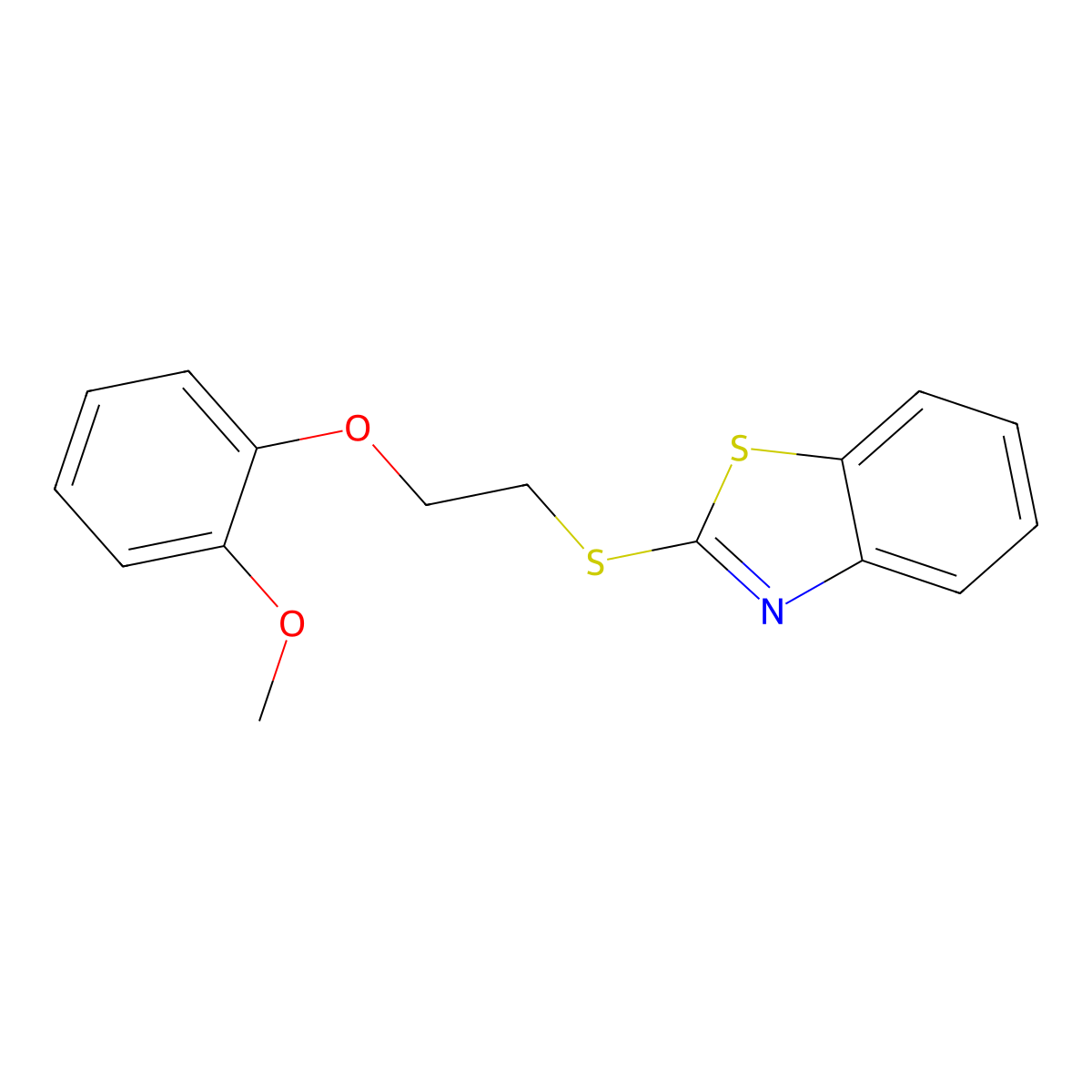 2-{[2-(2-Methoxyphenoxy)ethyl]sulfanyl}-1,3-benzothiazole molecular structure, CAS 5838-27-7