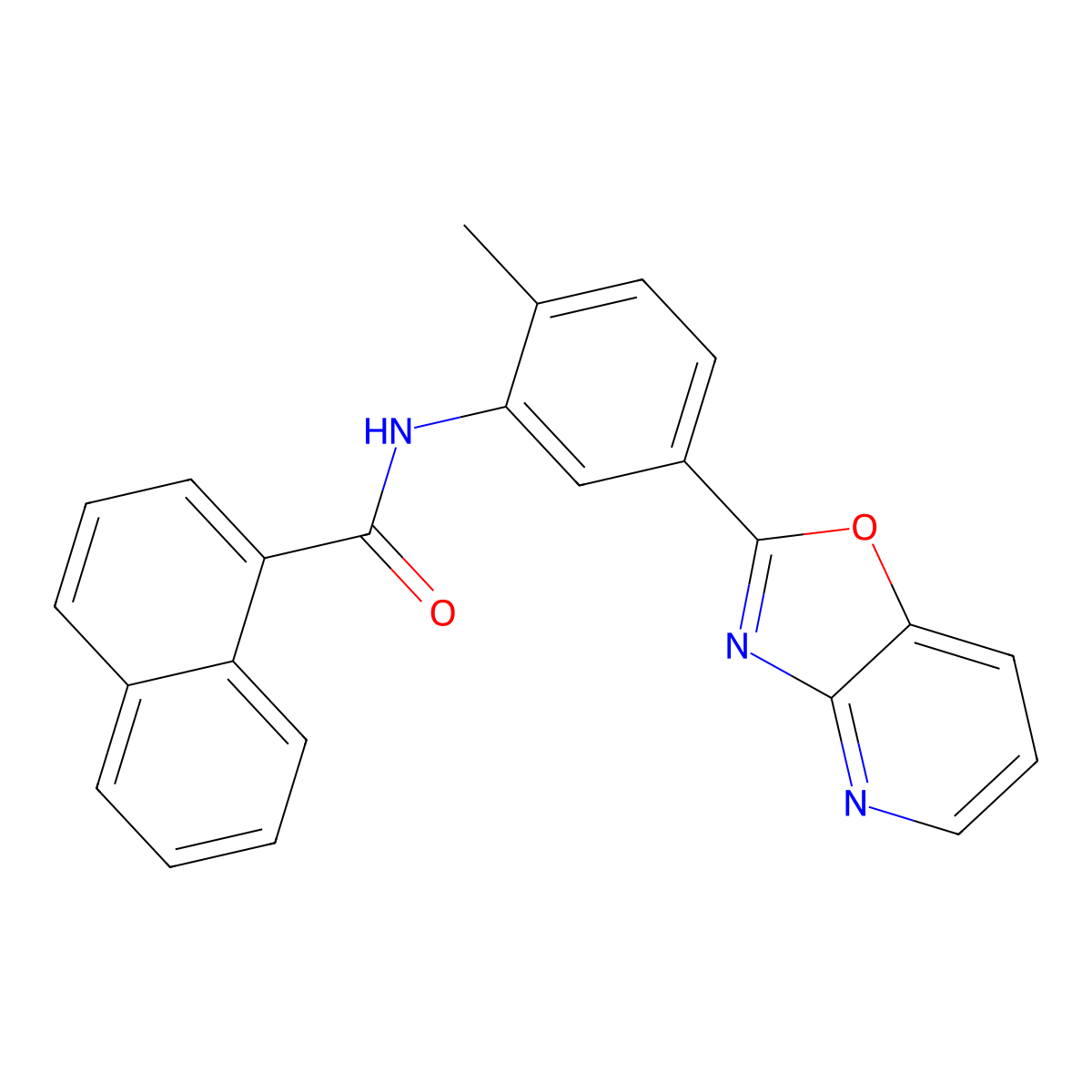 N-[2-methyl-5-([1,3]oxazolo[4,5-b]pyridin-2-yl)phenyl]naphthalene-1-carboxamide molecular structure, CAS 5838-30-2