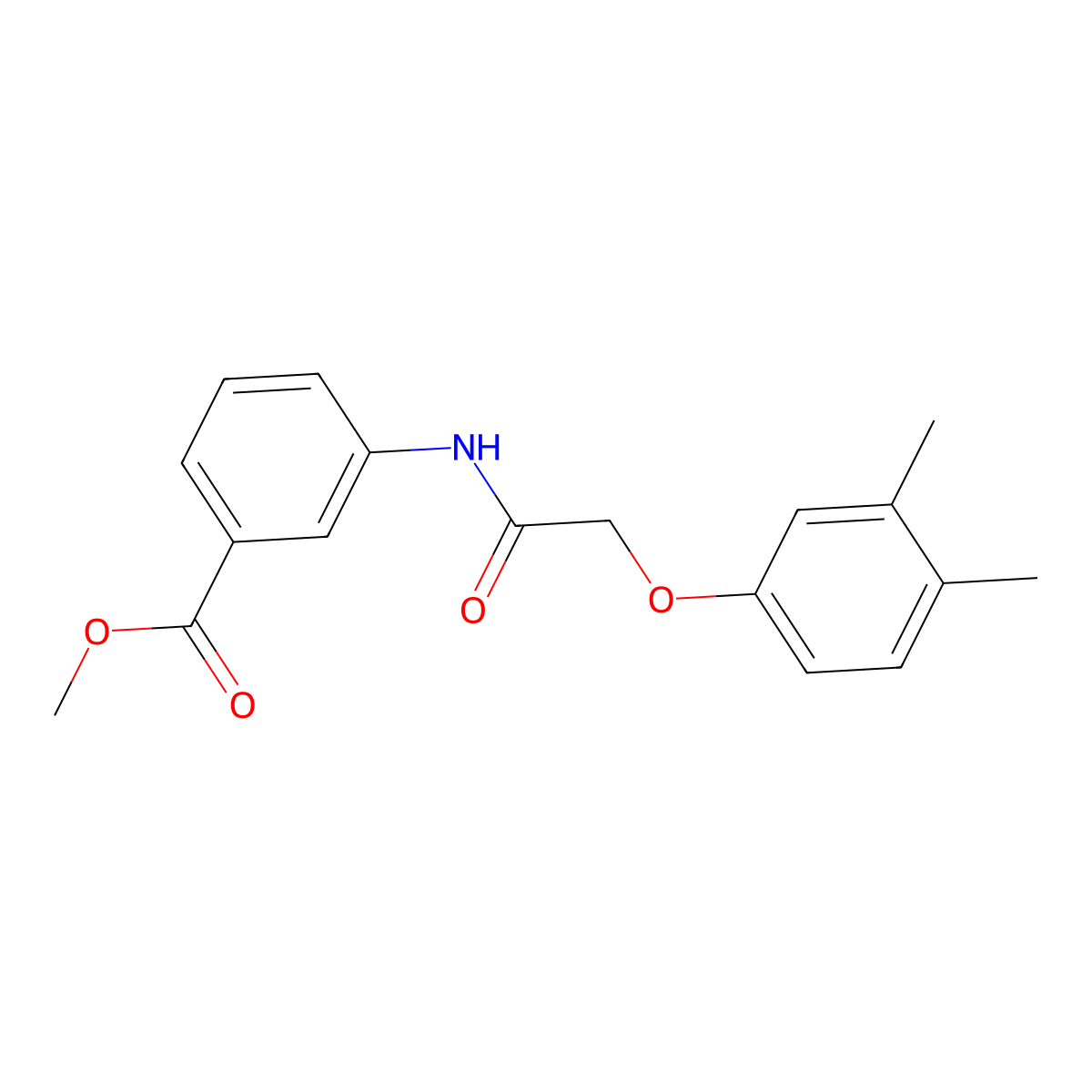 Methyl 3-[[2-(3,4-dimethylphenoxy)acetyl]amino]benzoate molecular structure, CAS 5838-38-0