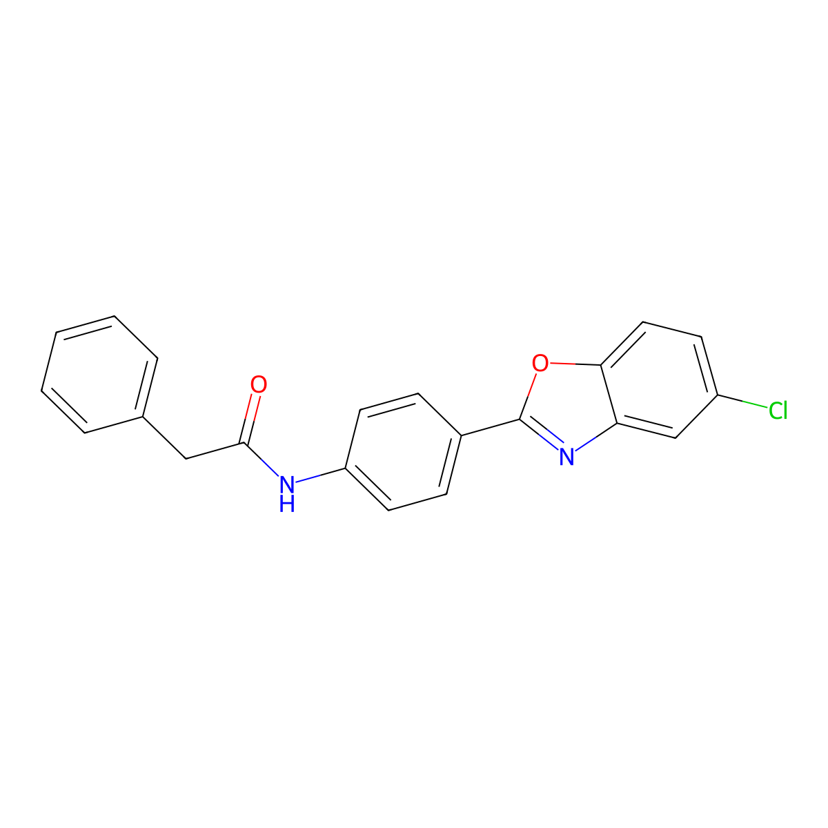 N-[4-(5-chloro-1,3-benzoxazol-2-yl)phenyl]-2-phenylacetamide molecular structure, CAS 5838-39-1