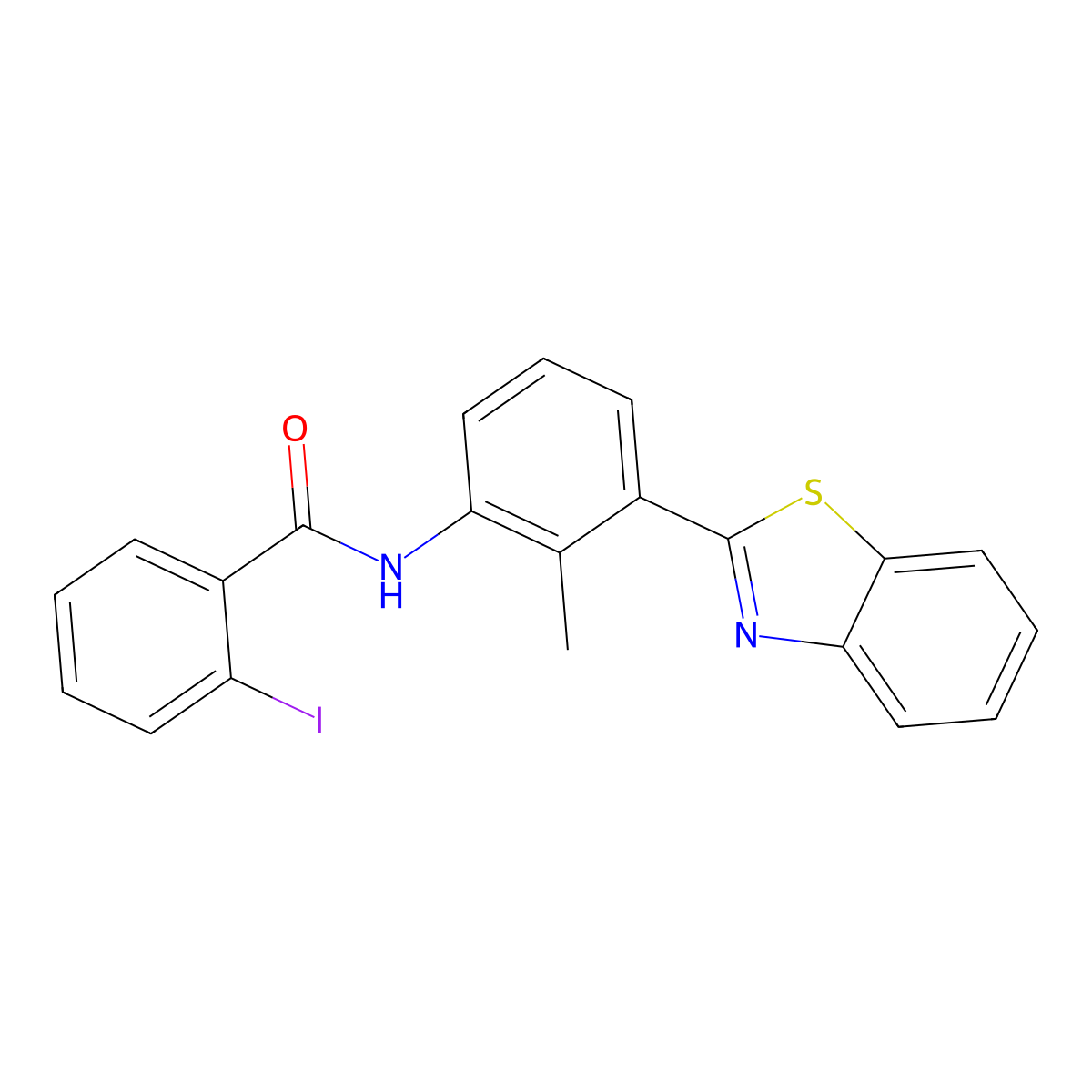 N-[3-(1,3-benzothiazol-2-yl)-2-methylphenyl]-2-iodobenzamide molecular structure, CAS 5838-91-5