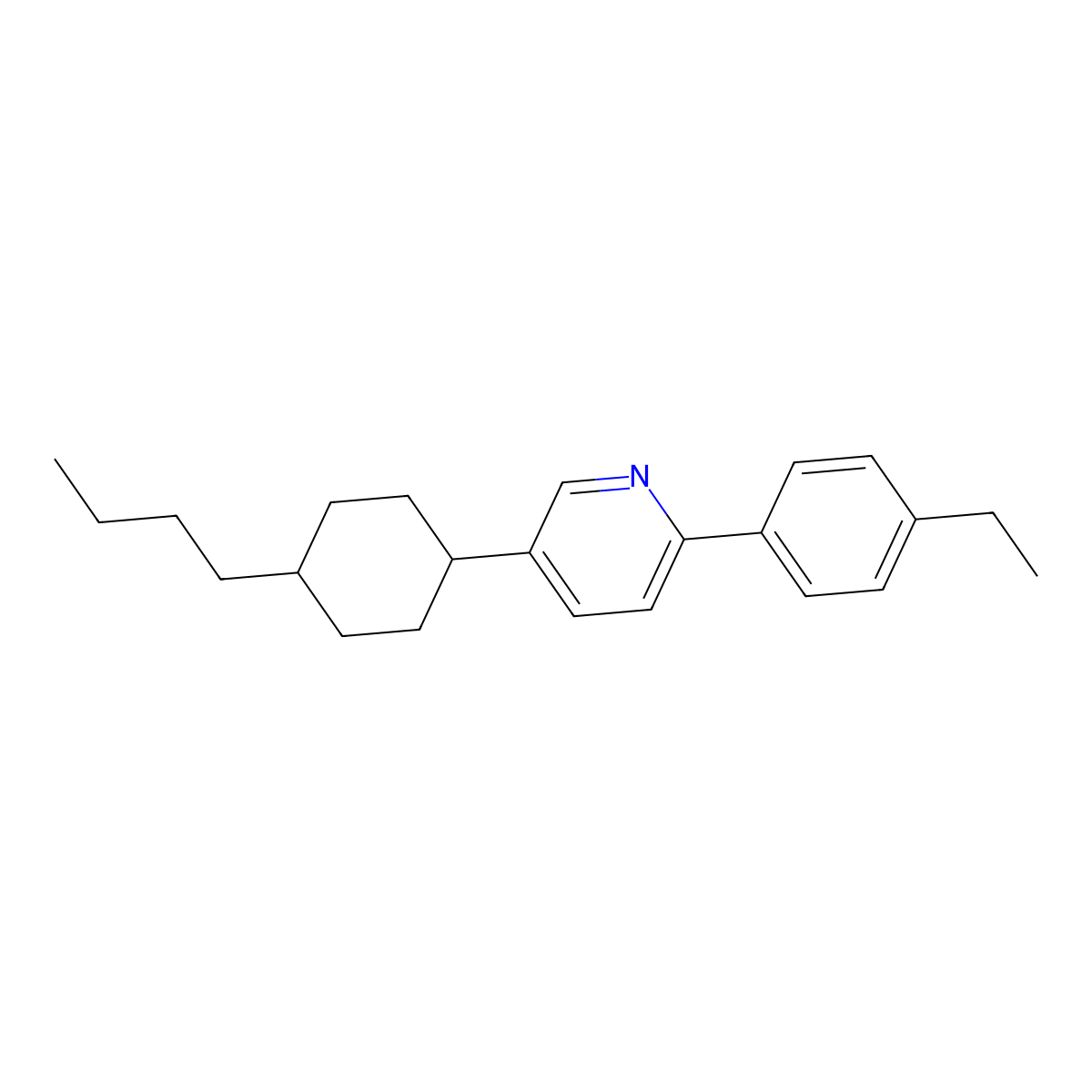 5-(4-Butylcyclohexyl)-2-(4-ethylphenyl)pyridine molecular structure, CAS 5838-99-3