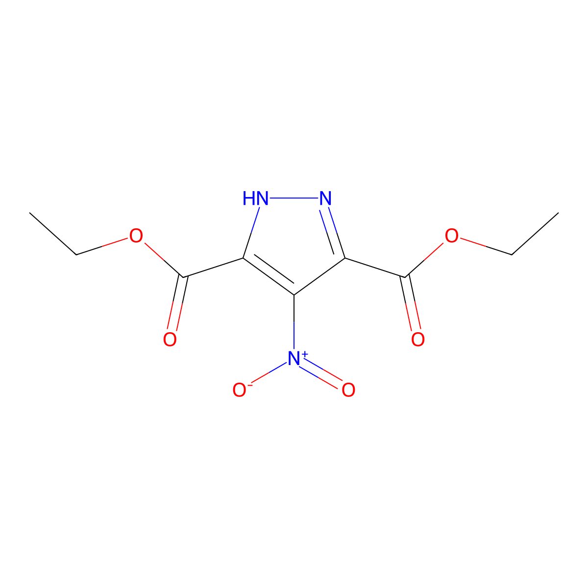 Diethyl 4-nitro-1H-pyrazole-3,5-dicarboxylate molecular structure, CAS 58381-22-9