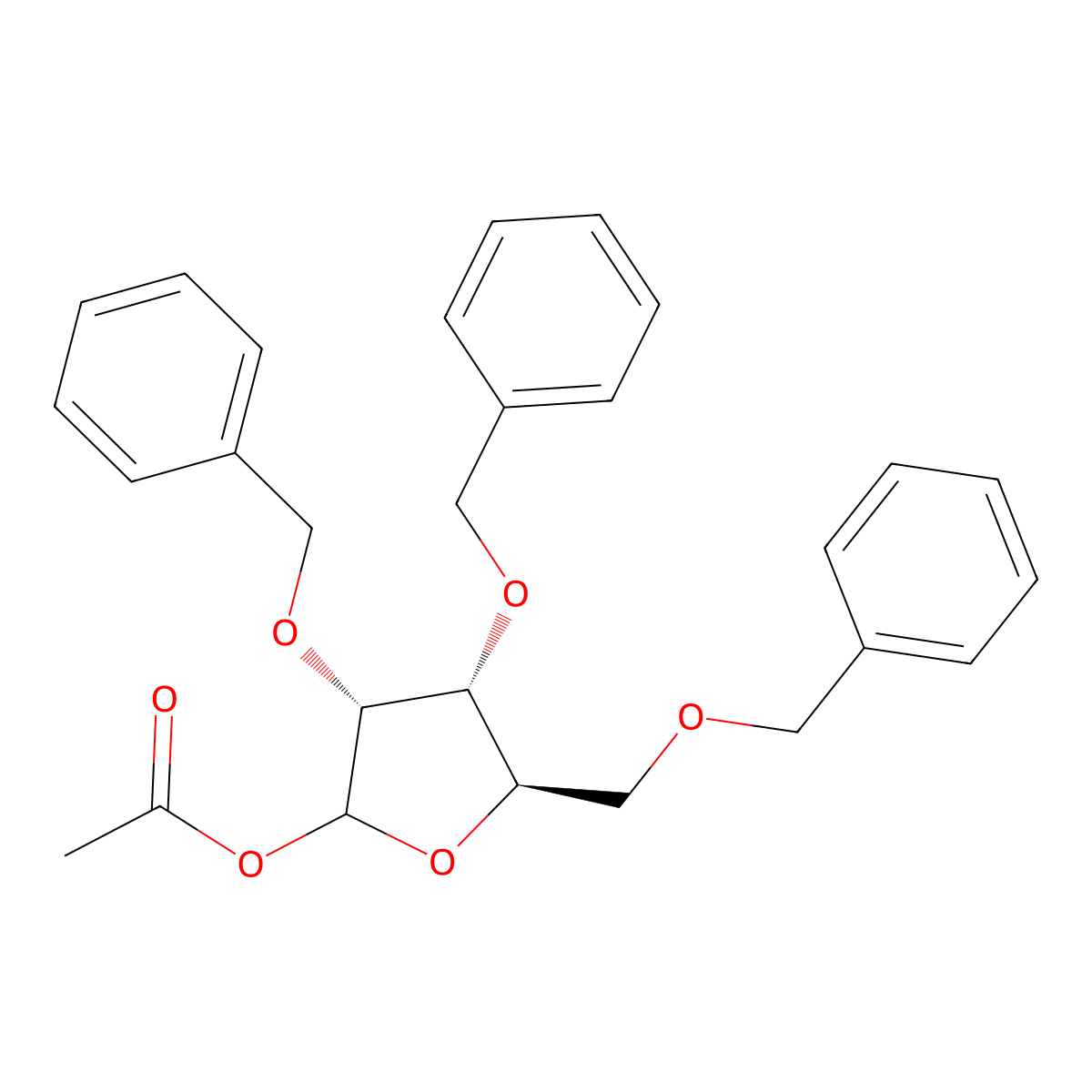 1-O-Acetyl-2,3,5-tri-O-benzyl-D-ribofuranose molecular structure, CAS 58381-23-0