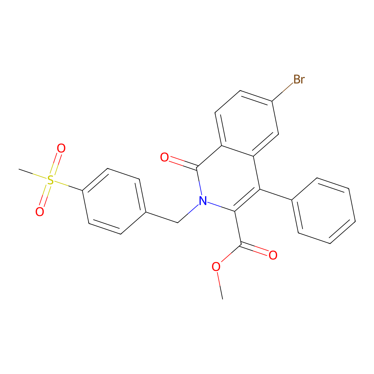 Methyl 6-bromo-2-[(4-methanesulfonylphenyl)methyl]-1-oxo-4-phenyl-1,2-dihydroisoquinoline-3-carboxylate molecular structure, CAS 583832-85-3