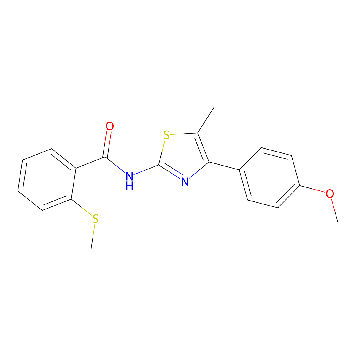 N-(4-(4-methoxyphenyl)-5-methylthiazol-2-yl)-2-(methylthio)benzamide molecular structure, CAS 583857-69-6