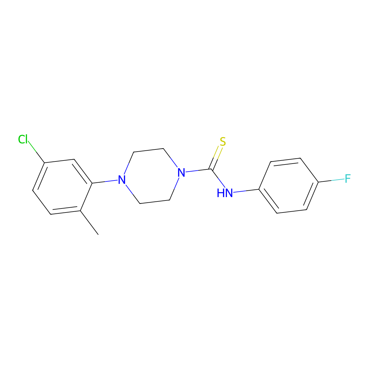 4-(5-chloro-2-methylphenyl)-N-(4-fluorophenyl)piperazine-1-carbothioamide molecular structure, CAS 583859-72-7