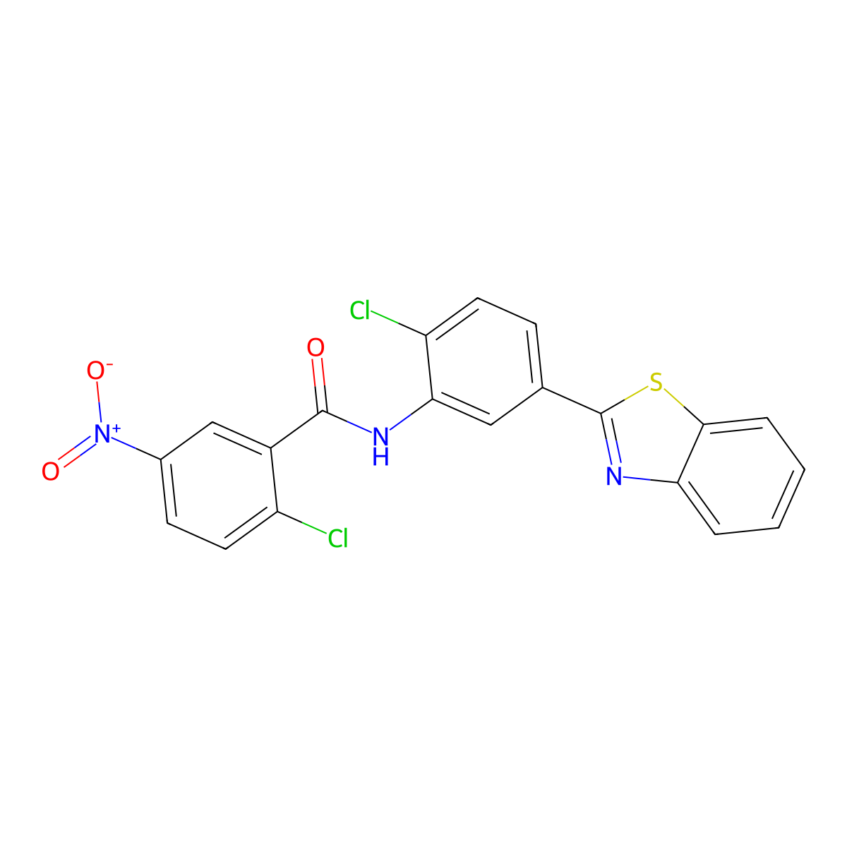 N-[5-(1,3-benzothiazol-2-yl)-2-chlorophenyl]-2-chloro-5-nitrobenzamide molecular structure, CAS 5839-06-5