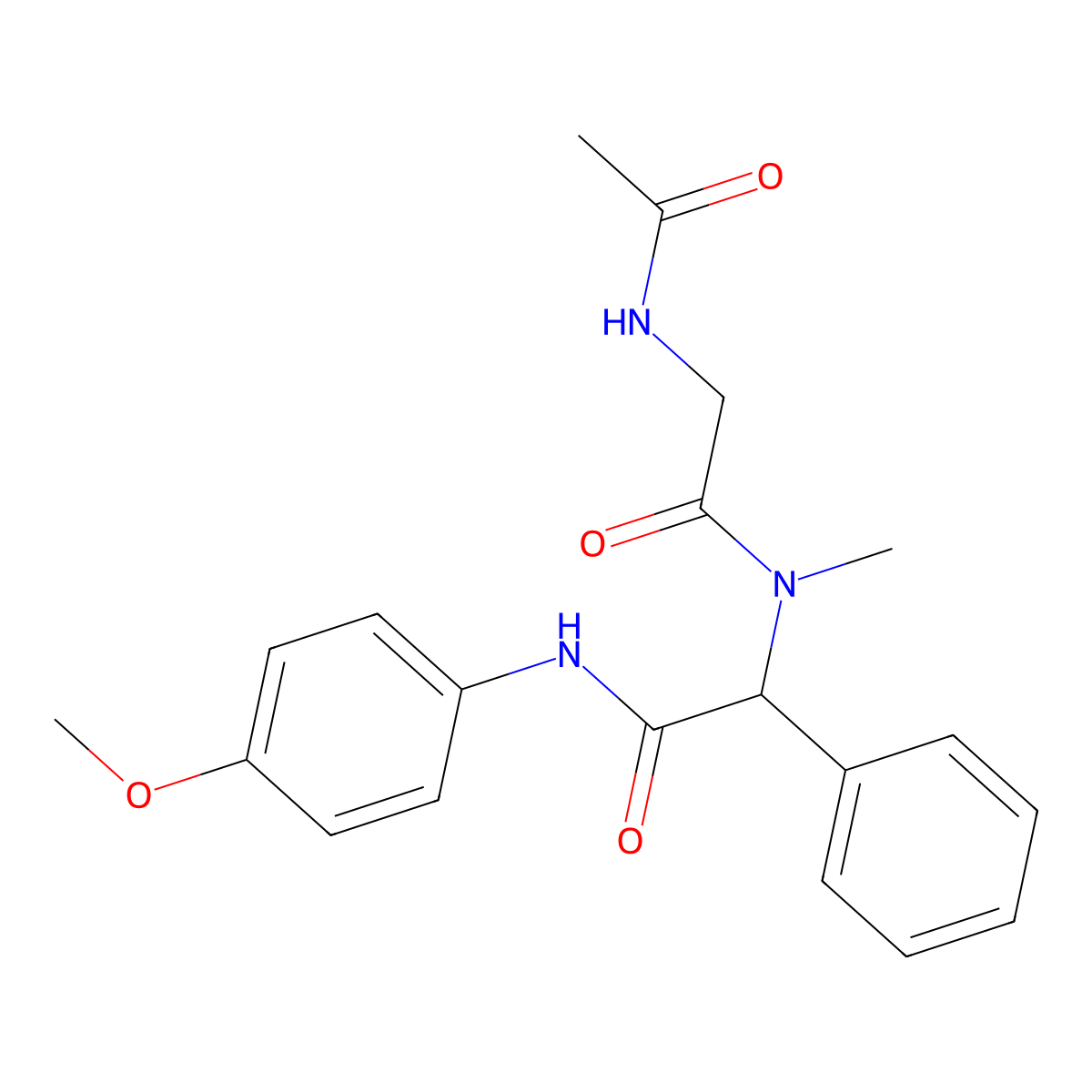 N~2~-acetyl-N-{2-[(4-methoxyphenyl)amino]-2-oxo-1-phenylethyl}-N-methylglycinamide molecular structure, CAS 5839-28-1