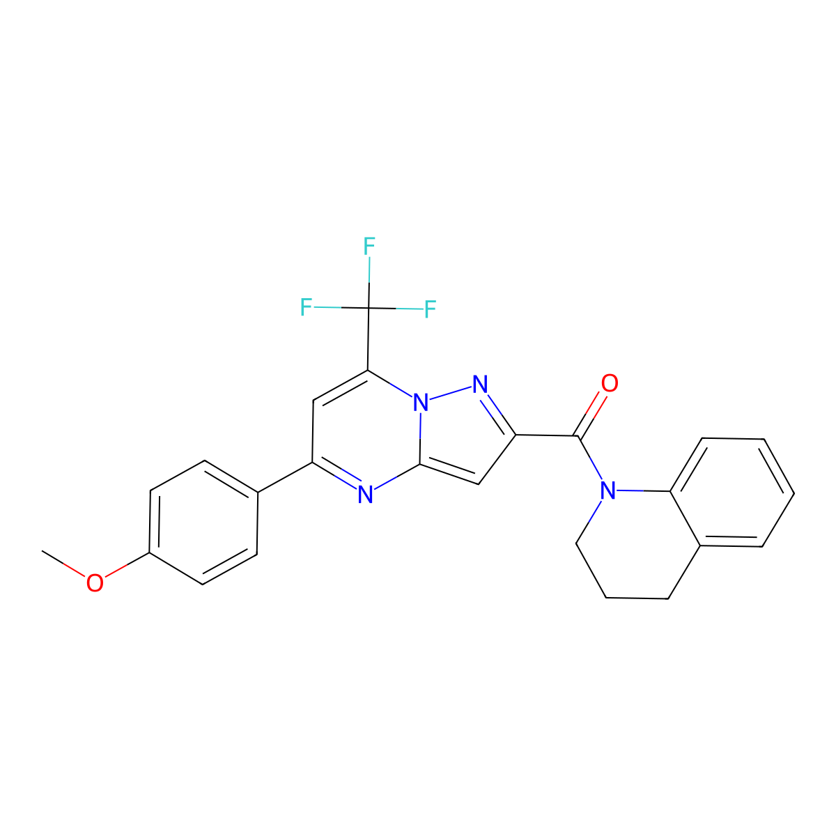 (3,4-Dihydroquinolin-1(2H)-yl)[5-(4-methoxyphenyl)-7-(trifluoromethyl)pyrazolo[1,5-a]pyrimidin-2-yl]methanone molecular structure, CAS 5839-67-8