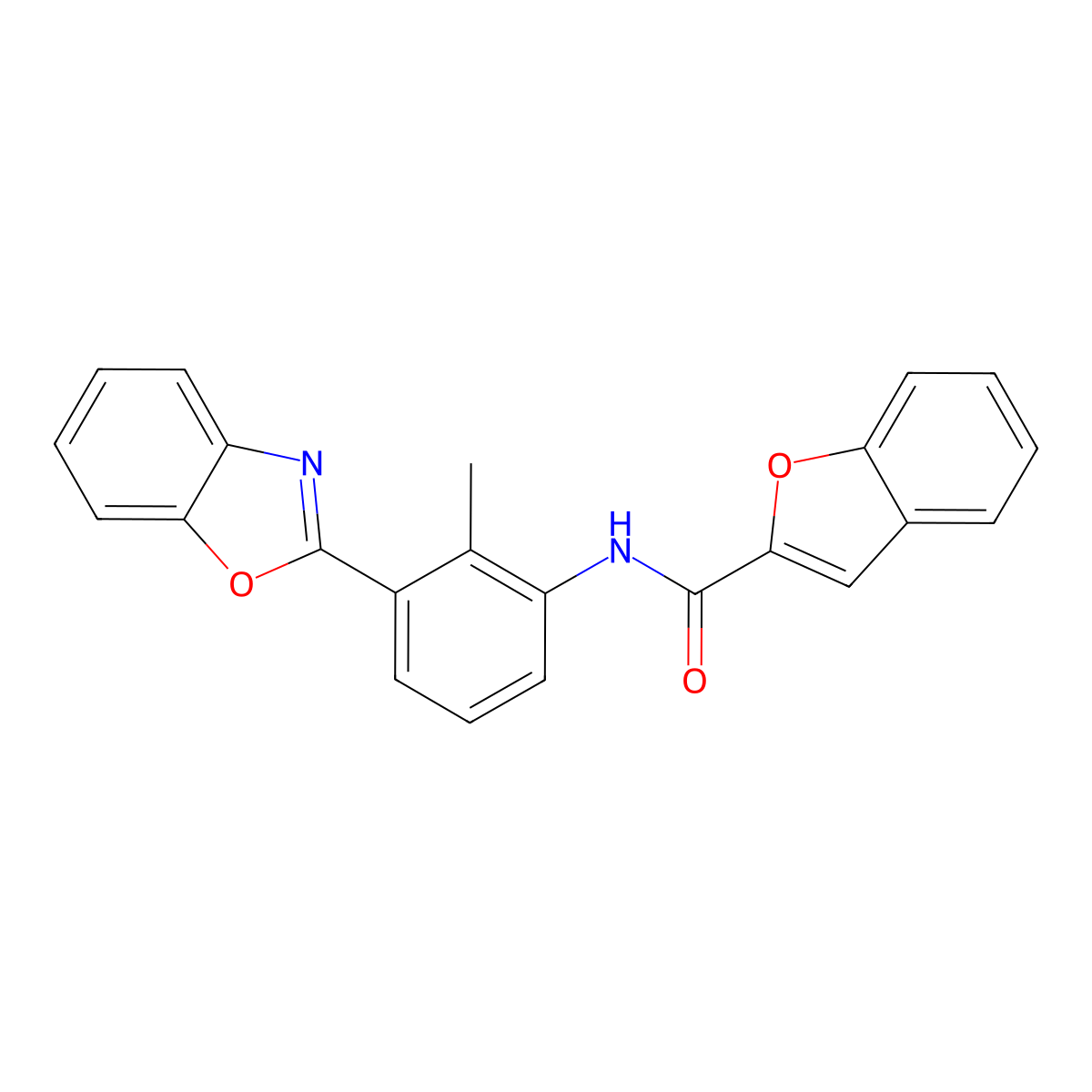N-[3-(1,3-benzoxazol-2-yl)-2-methylphenyl]-1-benzofuran-2-carboxamide molecular structure, CAS 5839-74-7