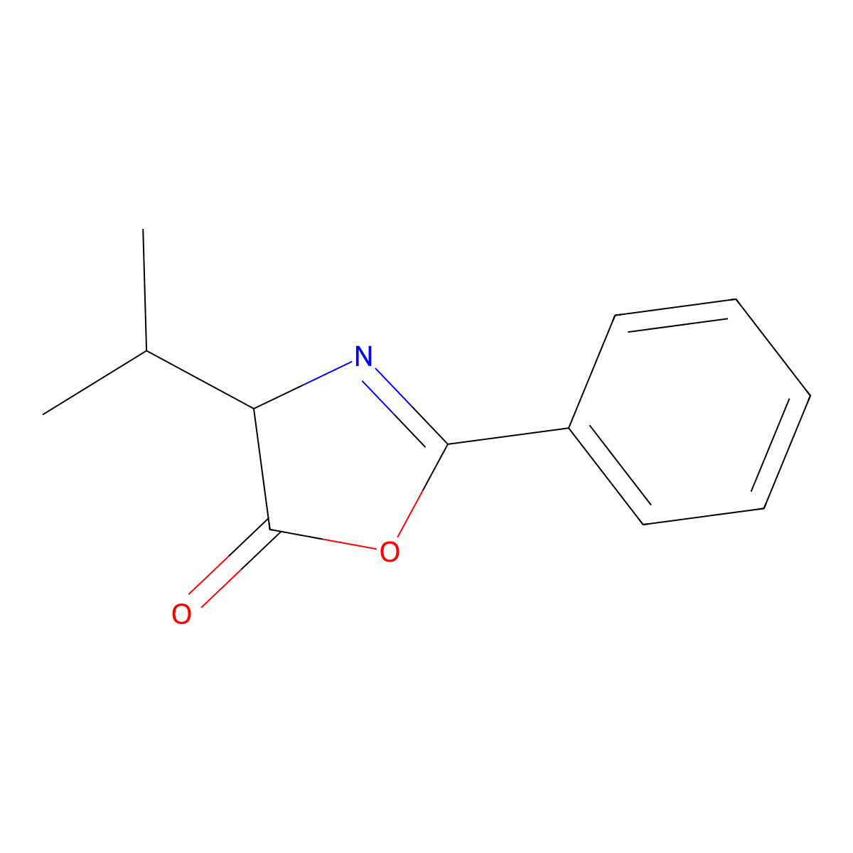 4-Isopropyl-2-phenyl-2-oxazoline-5-one molecular structure, CAS 5839-93-0