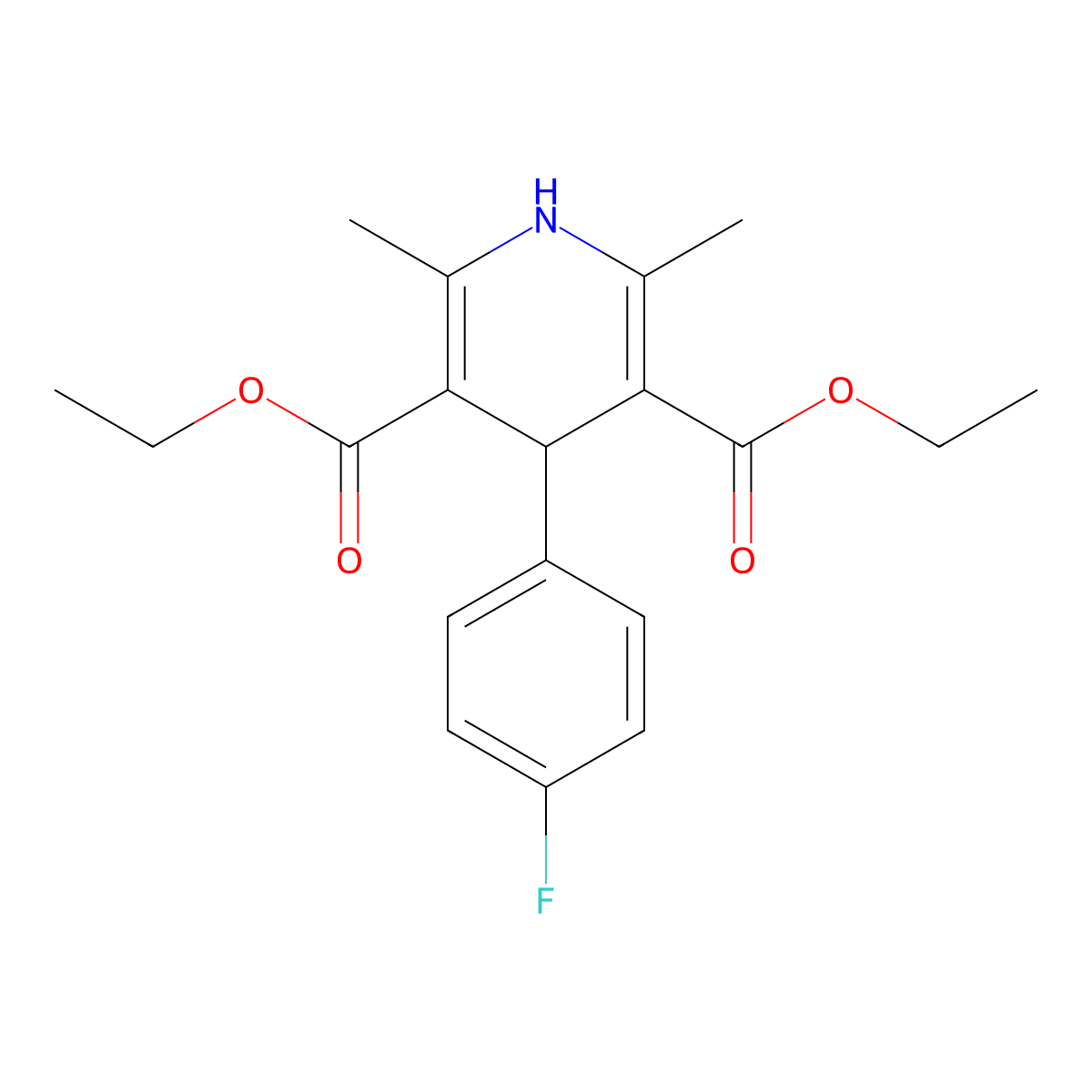 Diethyl 1,4-dihydro-2,6-dimethyl-4-(4-fluorophenyl)-3,5-pyridinedicarboxylate molecular structure, CAS 58395-00-9