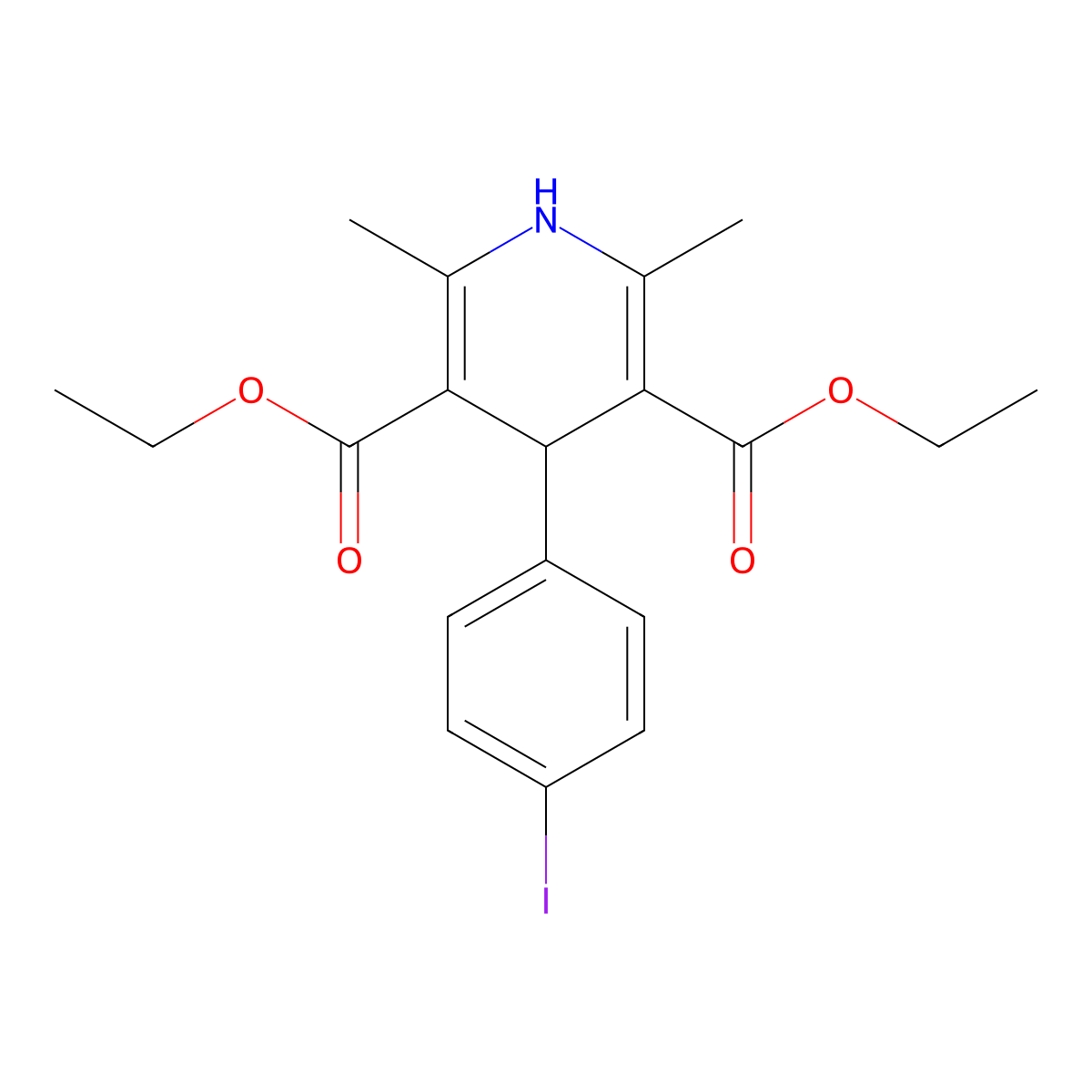 Diethyl 4-(4-iodophenyl)-2,6-dimethyl-1,4-dihydropyridine-3,5-dicarboxylate molecular structure, CAS 58395-04-3