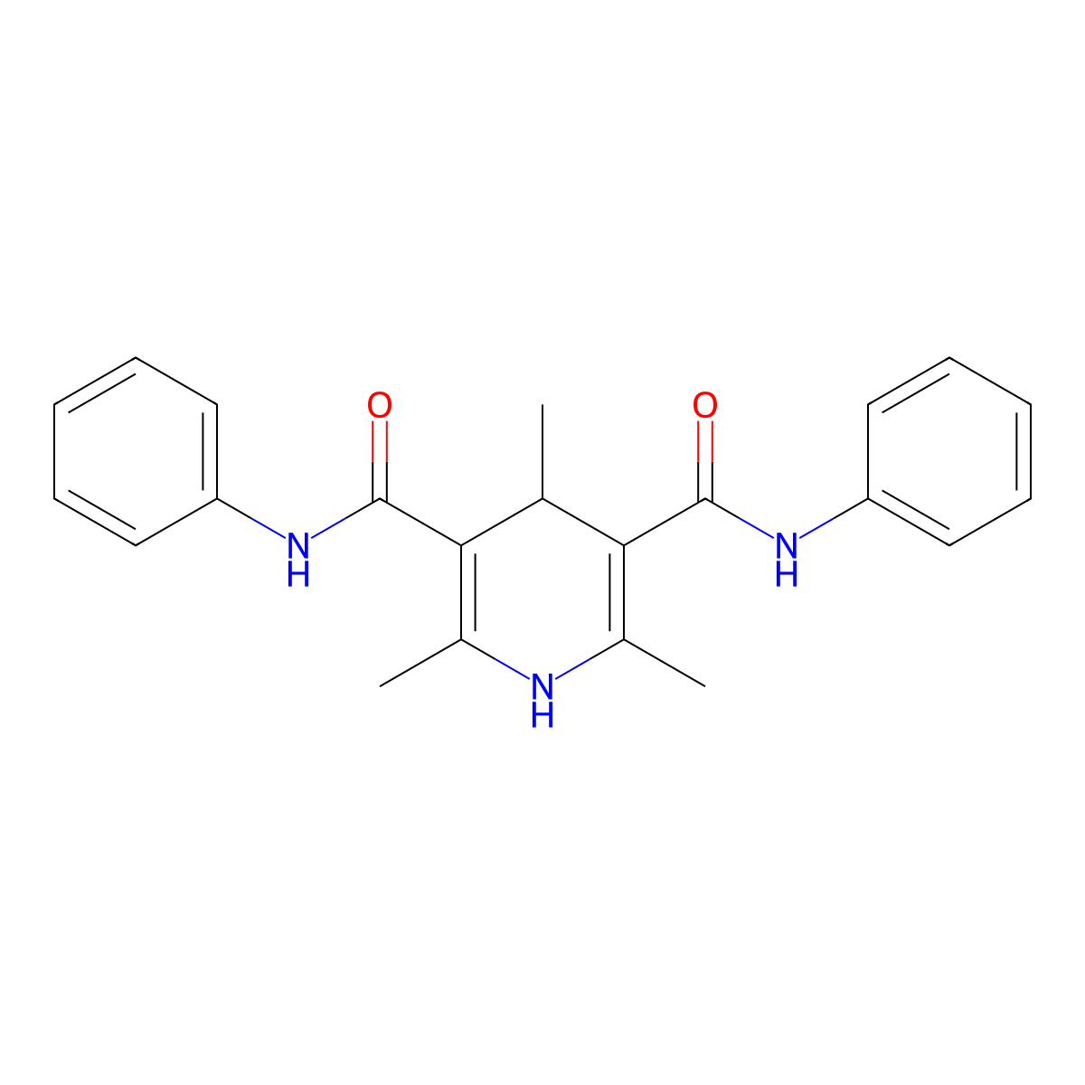 2,4,6-trimethyl-3-N,5-N-diphenyl-1,4-dihydropyridine-3,5-dicarboxamide molecular structure, CAS 58395-08-7