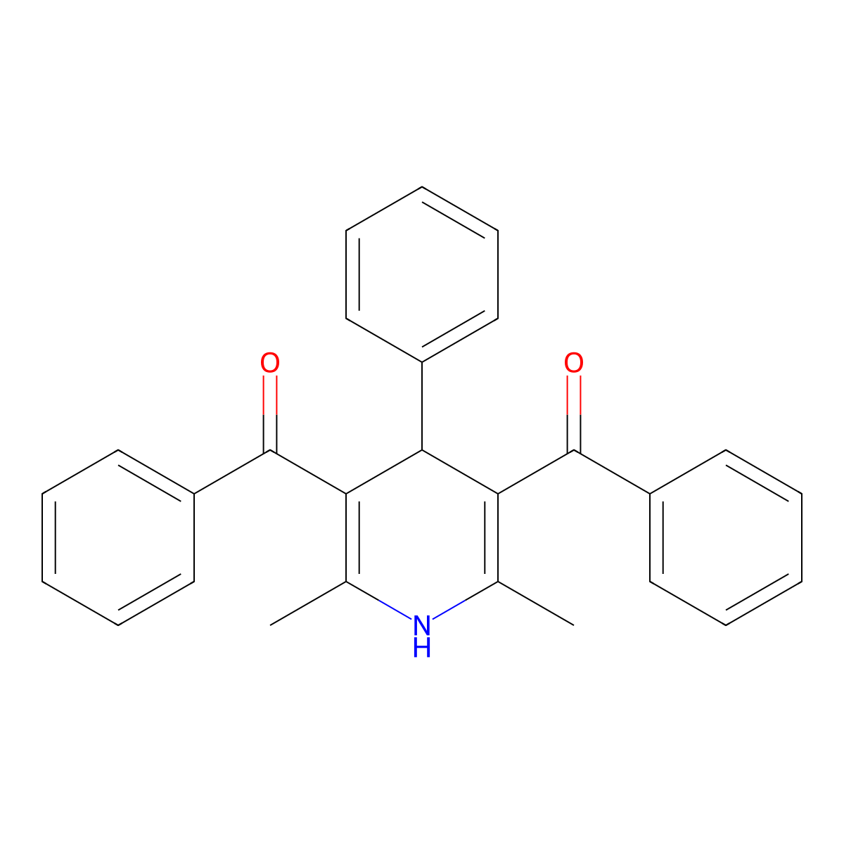 3,5-Dibenzoyl-2,6-dimethyl-4-phenyl-1,4-dihydropyridine molecular structure, CAS 58395-09-8