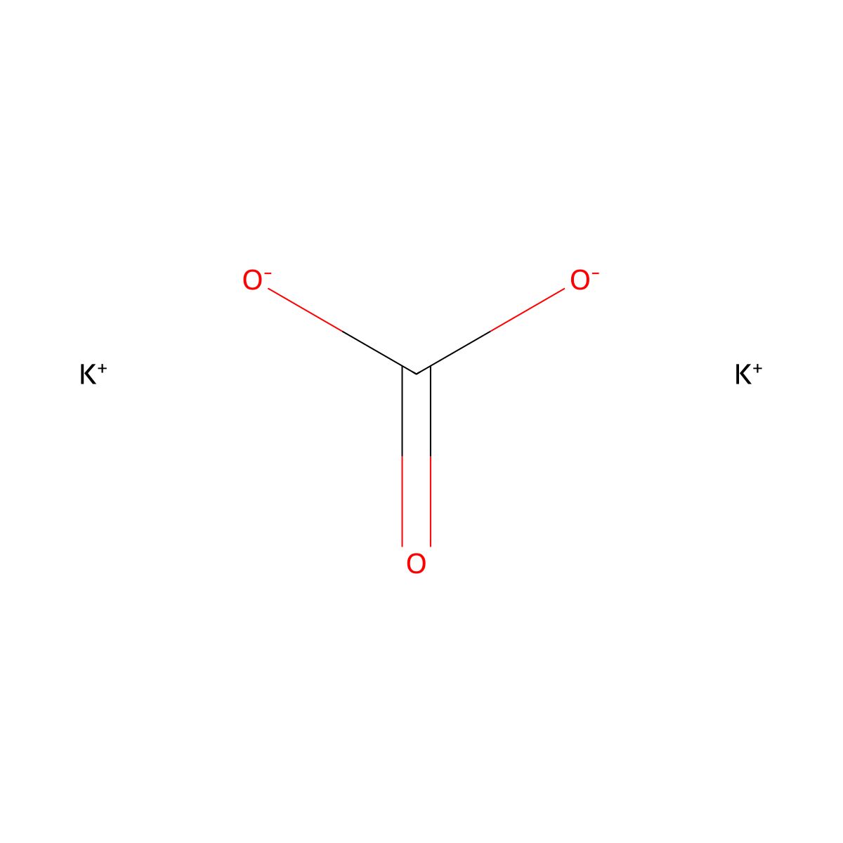 Potassium Carbonate molecular structure, CAS 584-08-7