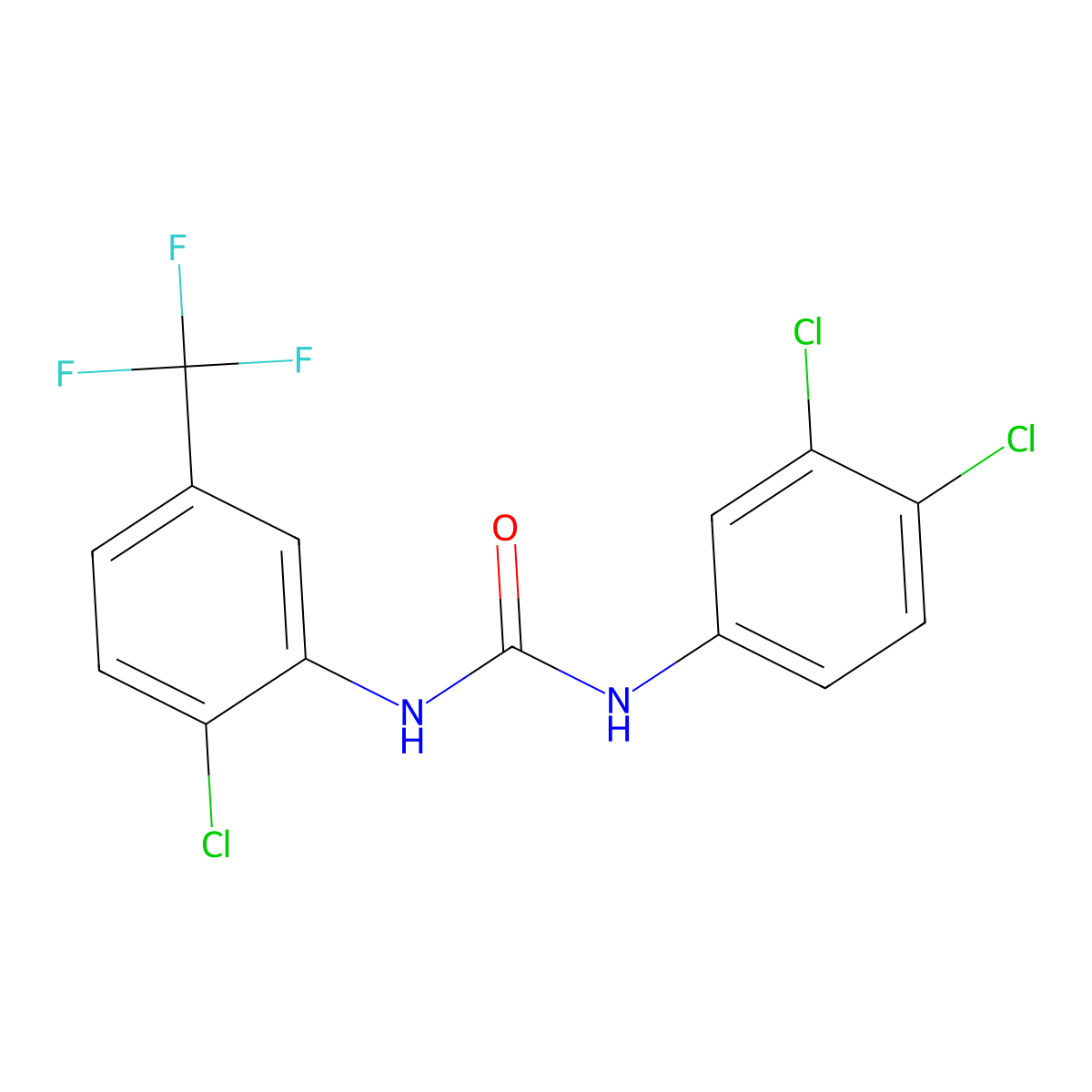 1-[2-Chloro-5-(trifluoromethyl)phenyl]-3-(3,4-dichlorophenyl)urea molecular structure, CAS 584-81-6