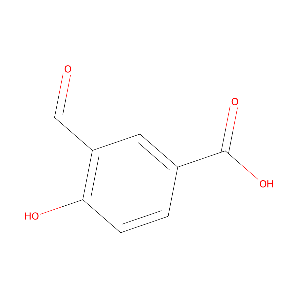 4-Hydroxy-5-formylbenzoic acid molecular structure, CAS 584-87-2