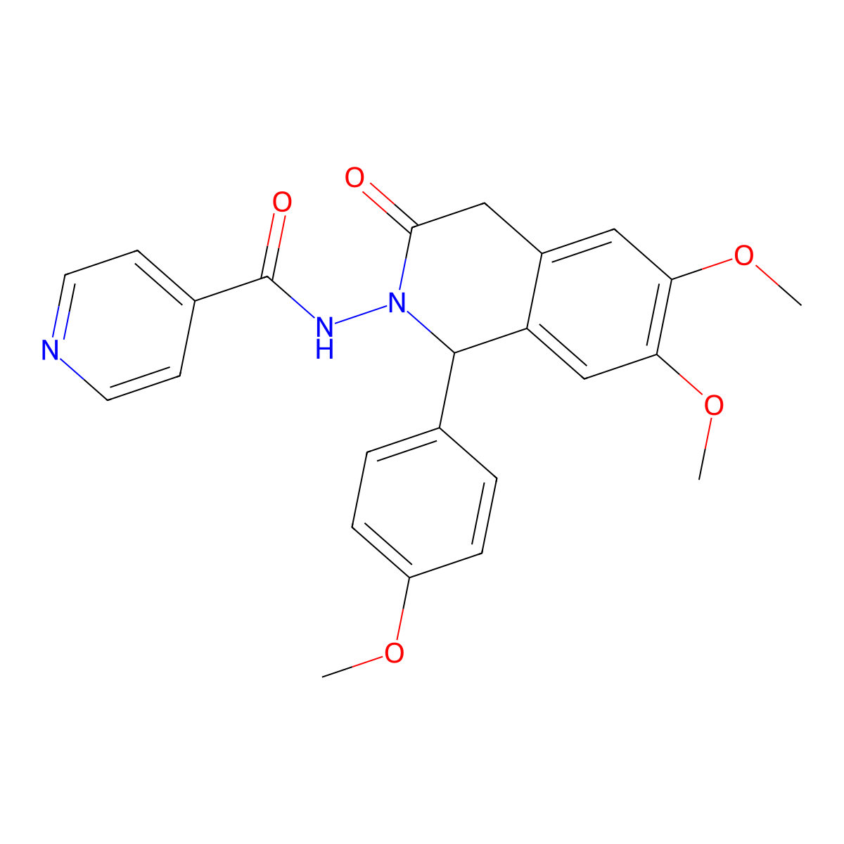 N-[6,7-dimethoxy-1-(4-methoxyphenyl)-3-oxo-1,4-dihydroisoquinolin-2-yl]pyridine-4-carboxamide molecular structure, CAS 5840-14-2